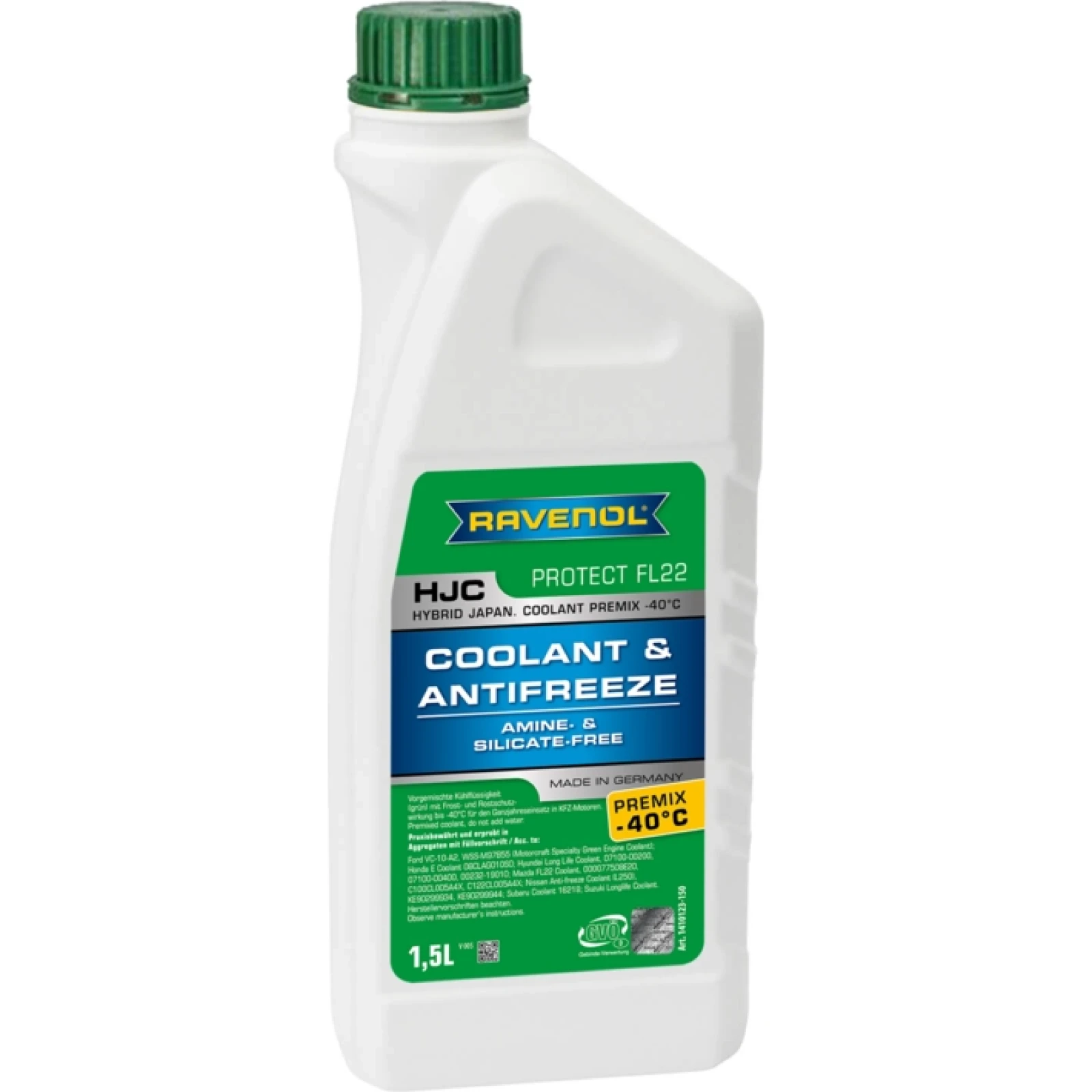 RAVENOL Kühlerfrostschutz HJC Premix -40°C Protect FL22 1,5 Liter 1410123-150-01-999