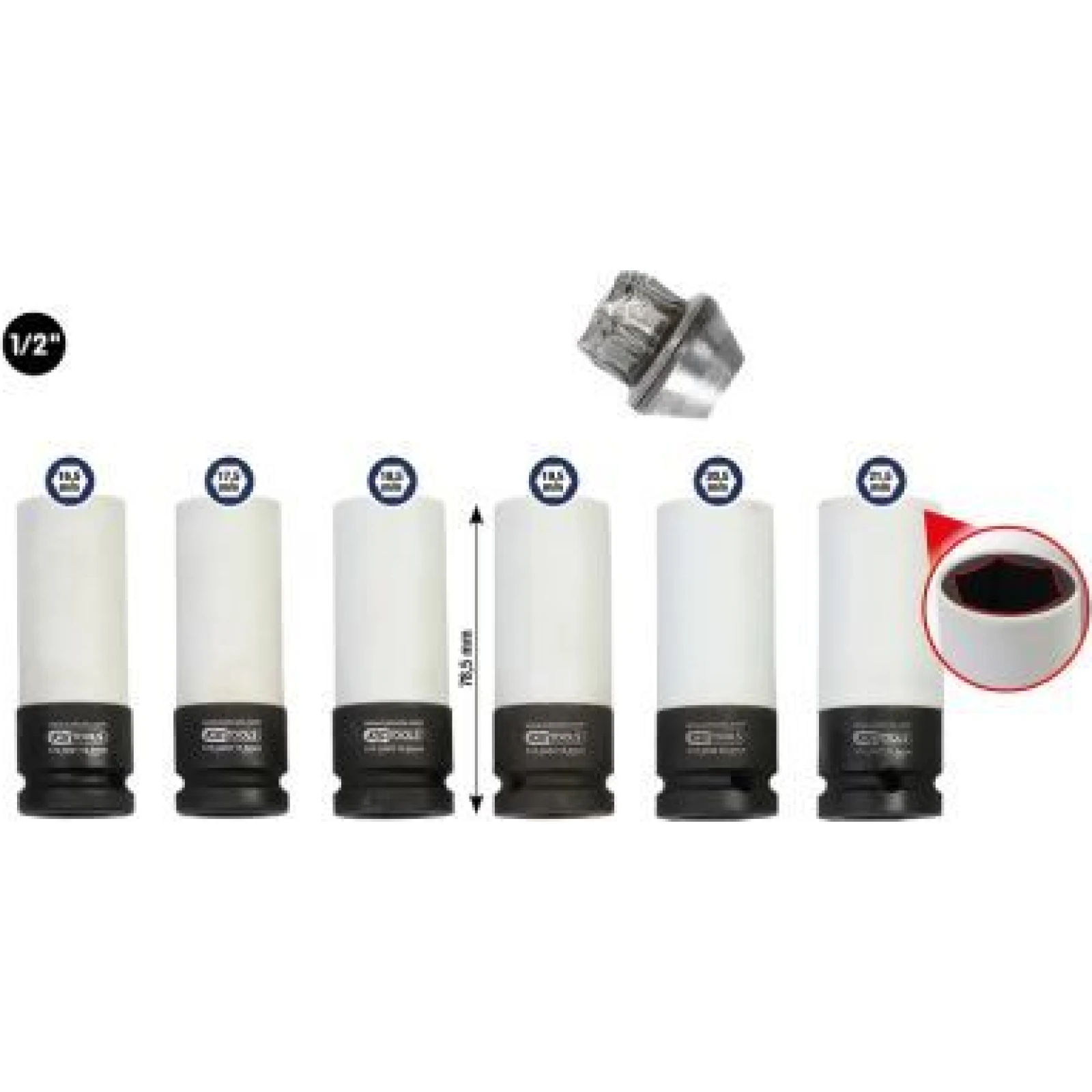 KS TOOLS ZESTAW NASADEK UDAROWYCH DO ALUFELG, 6 SZT. 1/2 515.0850