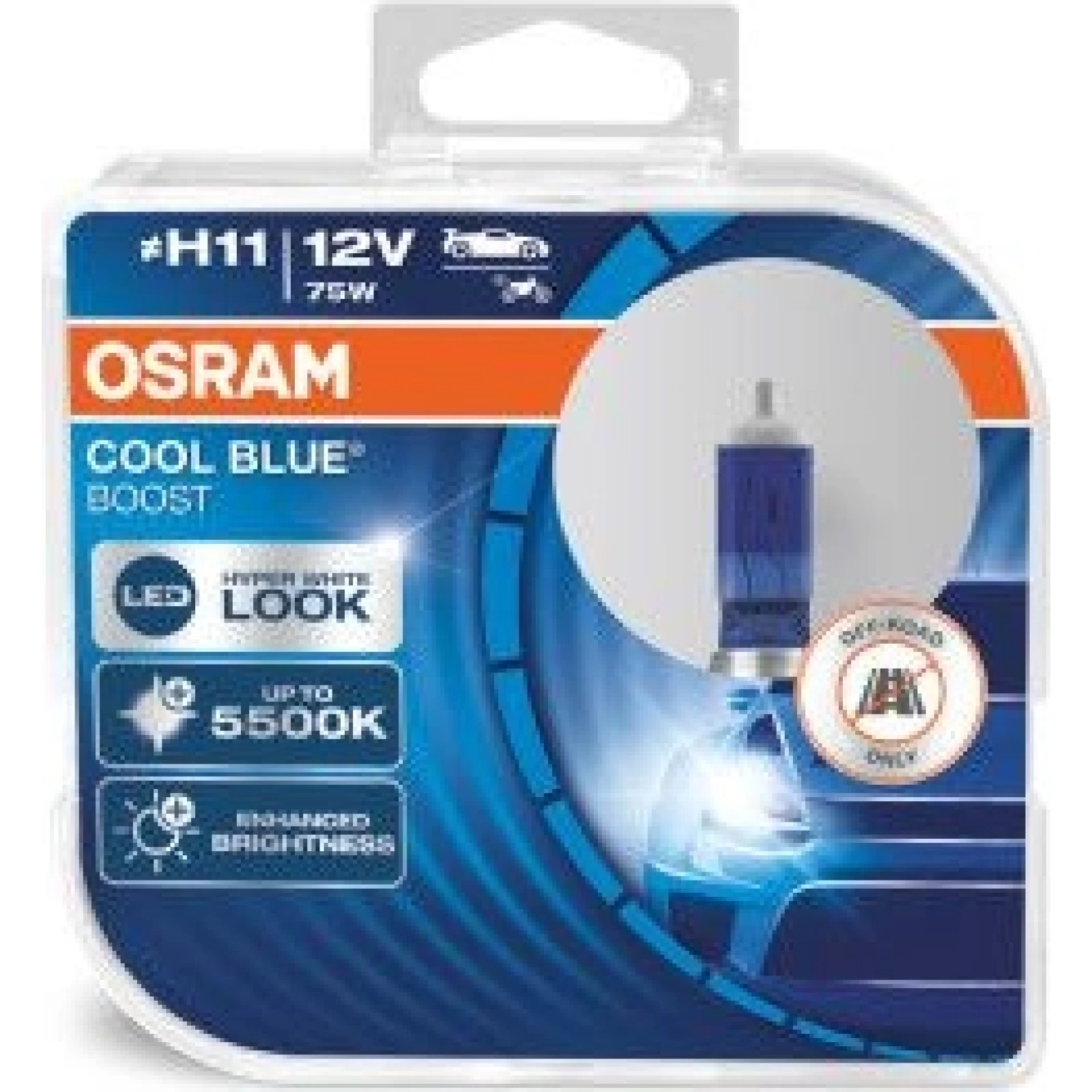 H11 12V 75W PGJ19-2 COOL BLUE BOOST 5500K 2St - NEUE AUSFÜHRUNG - OSRAM (NO ECE) 62211CBB-HCB