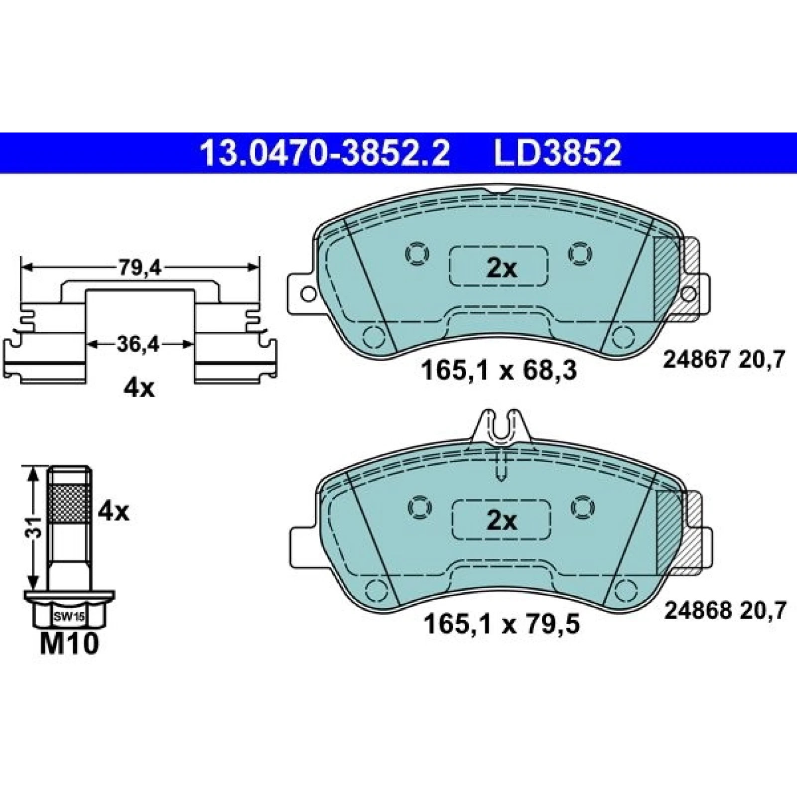 Bremsbelagsatz Db P. X204 2,0 3,5 08-15 Keramik 13.0470-3852.2