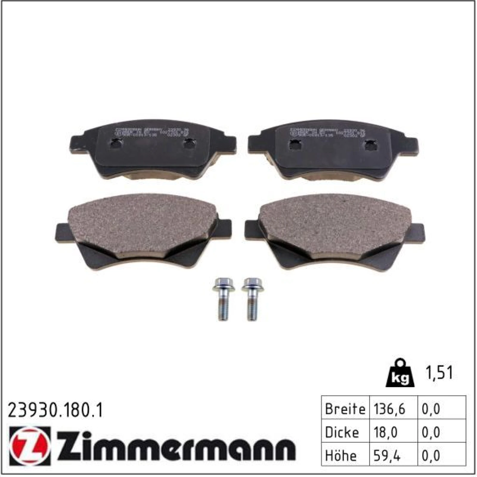 ZIMMERMANN Bremsbeläge 23930.180.1