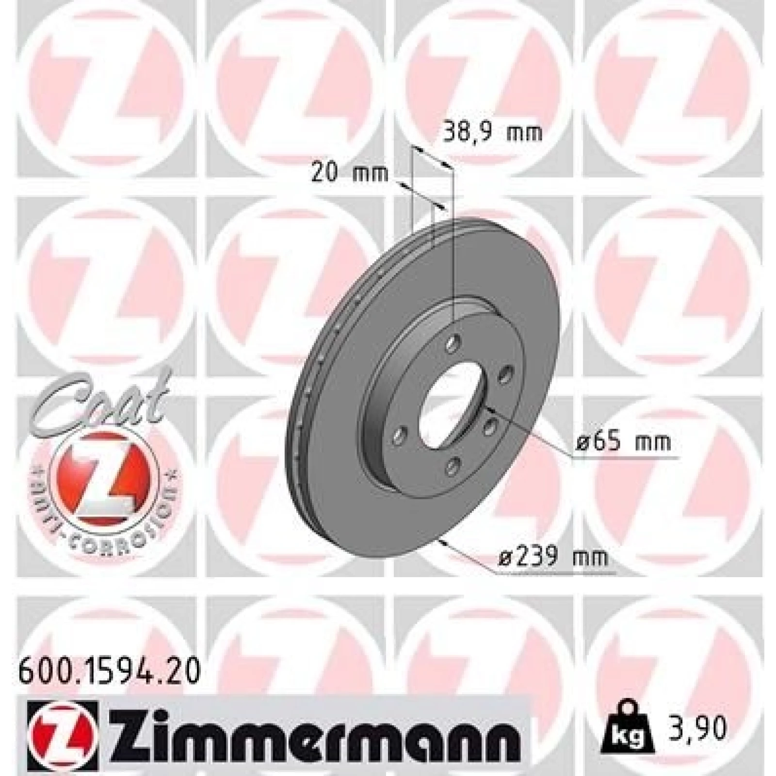 ZIMMERMANN Bremsscheibe 600.1594.20