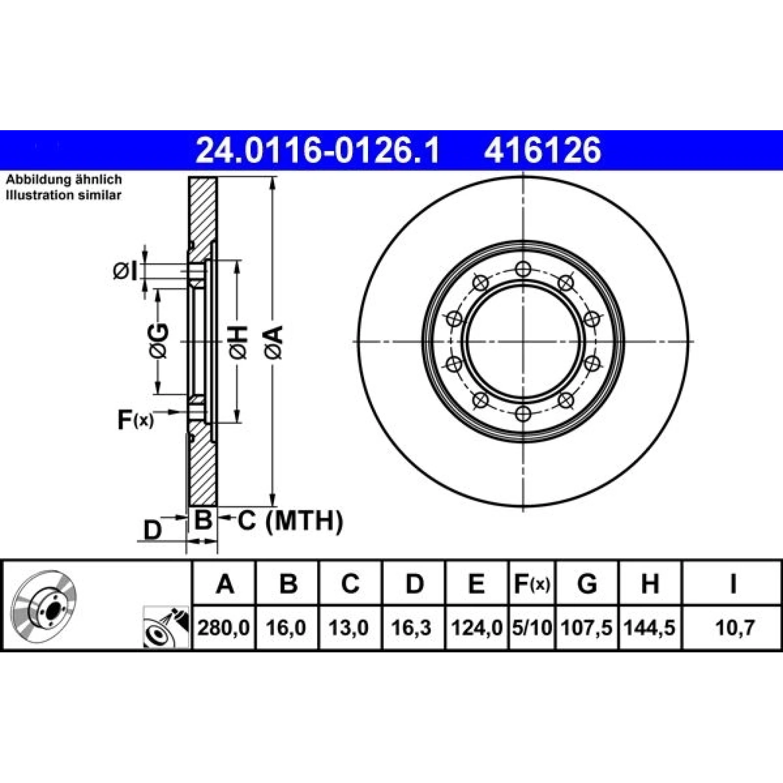 Bremsscheibe Ford T. Transit 2.2-3.2 Tdci 06-14 24.0116-0126.1