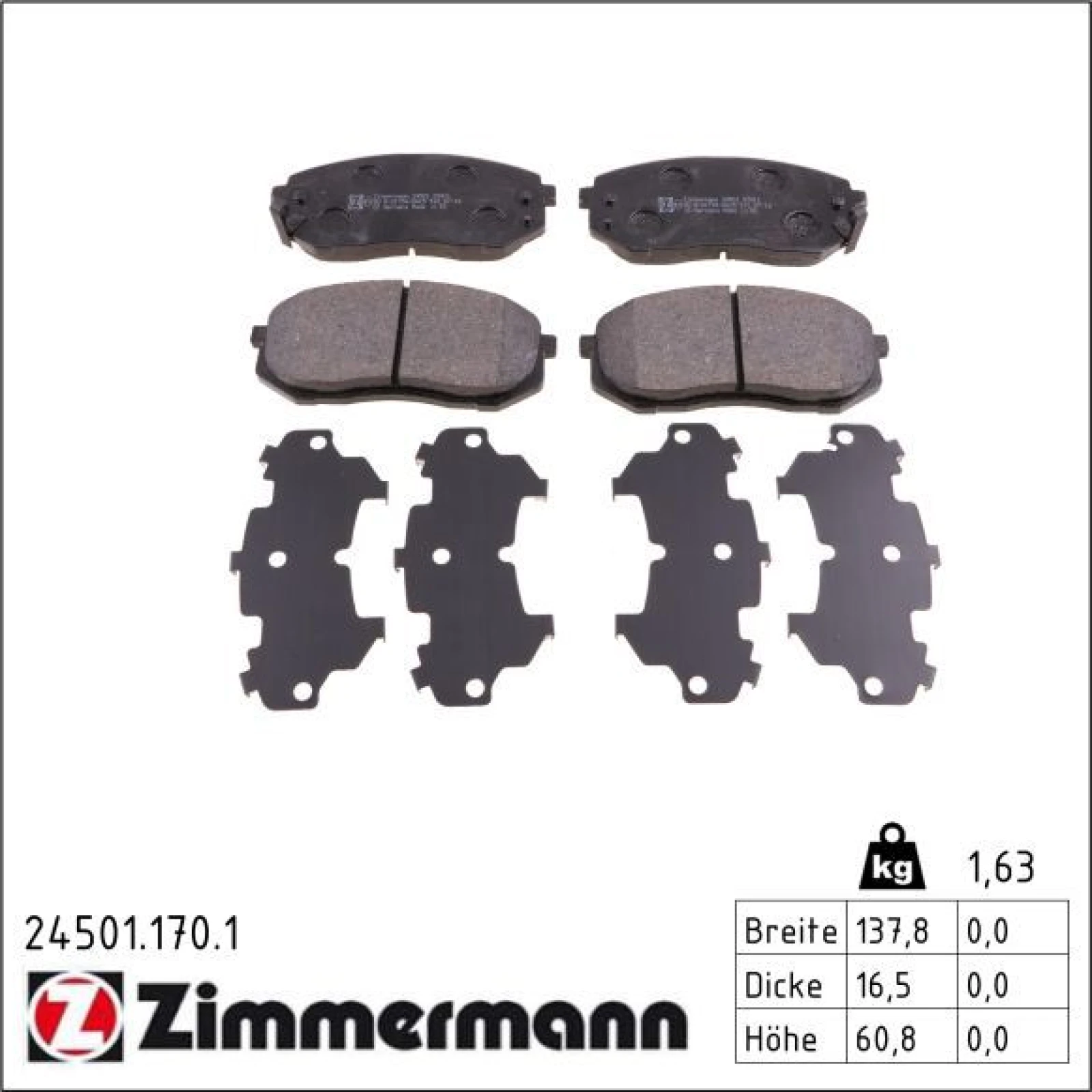 ZIMMERMANN Bremsbeläge 24501.170.1