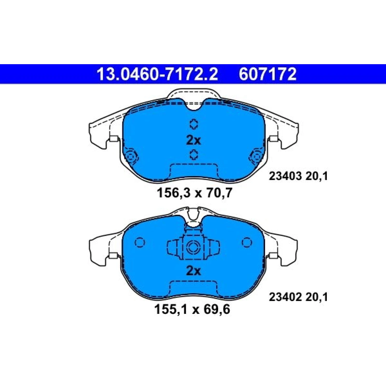 ATE Bremsbelagsatz Opel Vorderachse Signum/Vectra 02 13.0460-7172.2