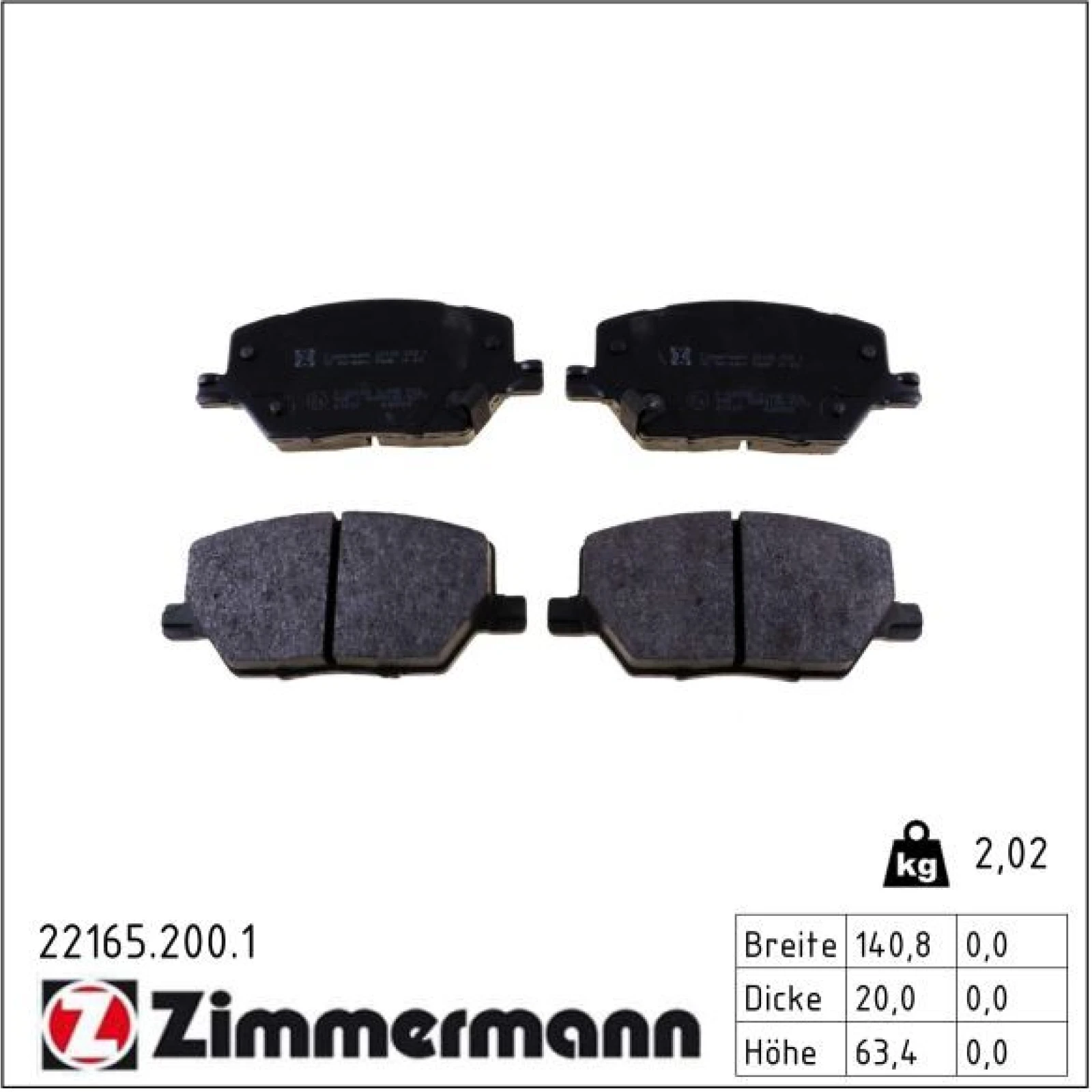 ZIMMERMANN Bremsbeläge 22165.200.1