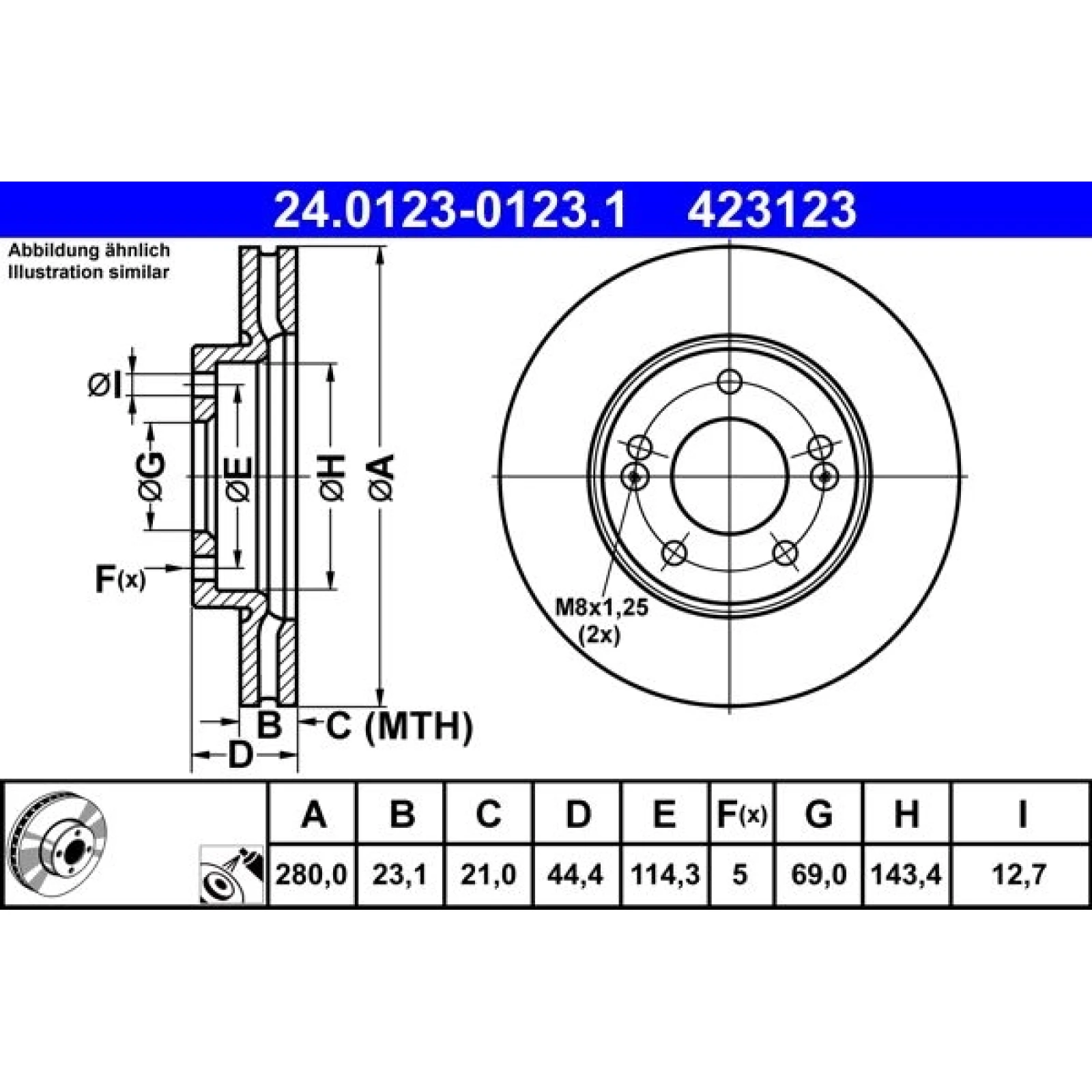 Bremsscheibe Hyudnai P. I30 1.4-1.6 Crdi 11 24.0123-0123.1