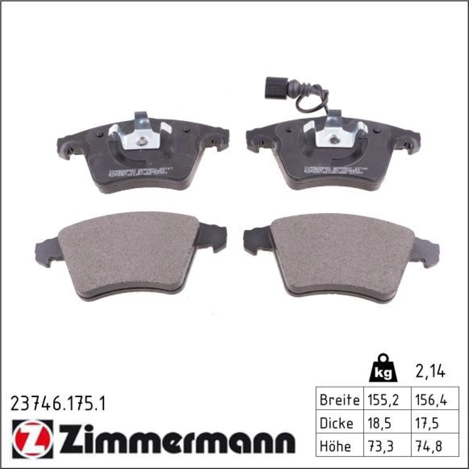 ZIMMERMANN Bremsbeläge 23746.175.1