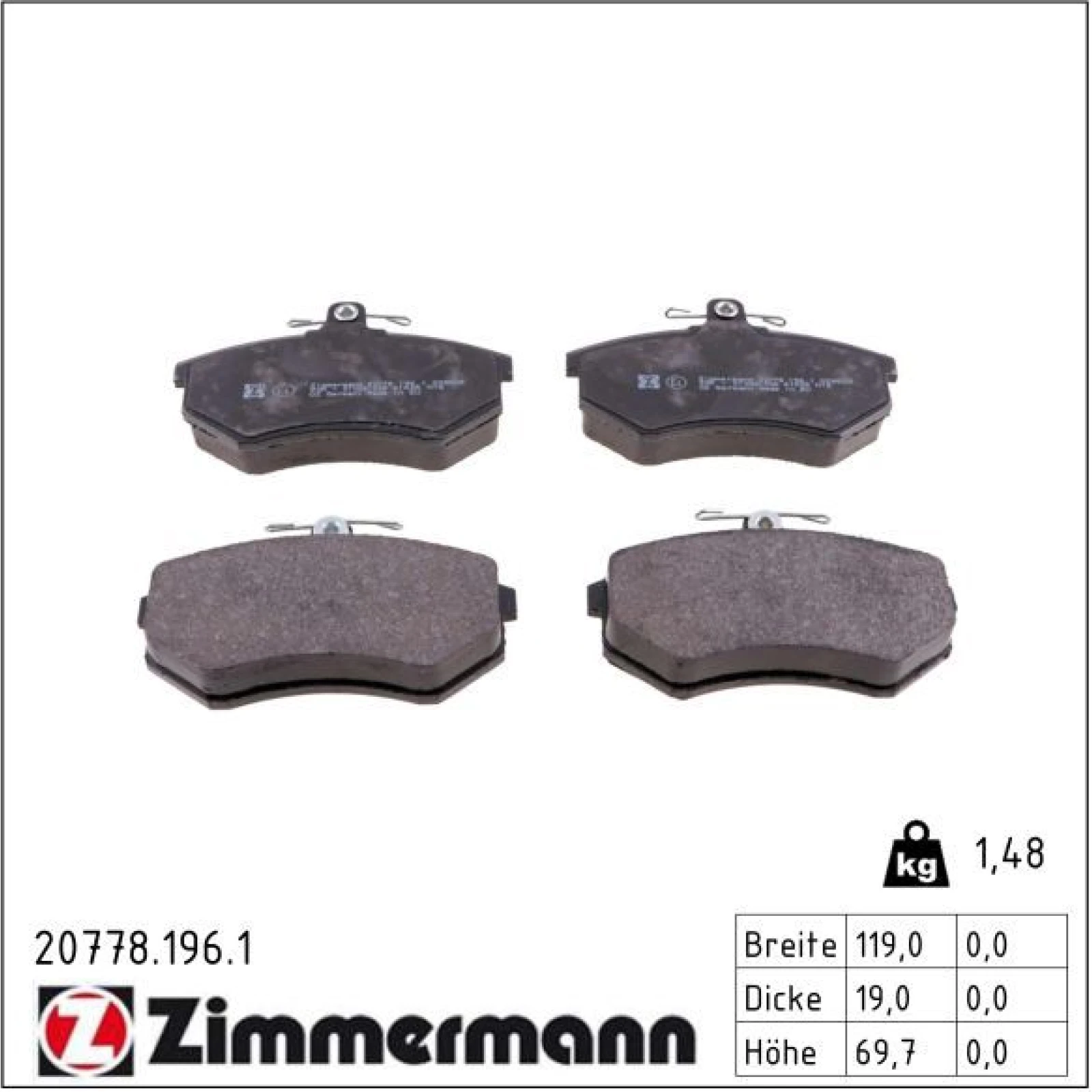 ZIMMERMANN Bremsbeläge 20778.196.1