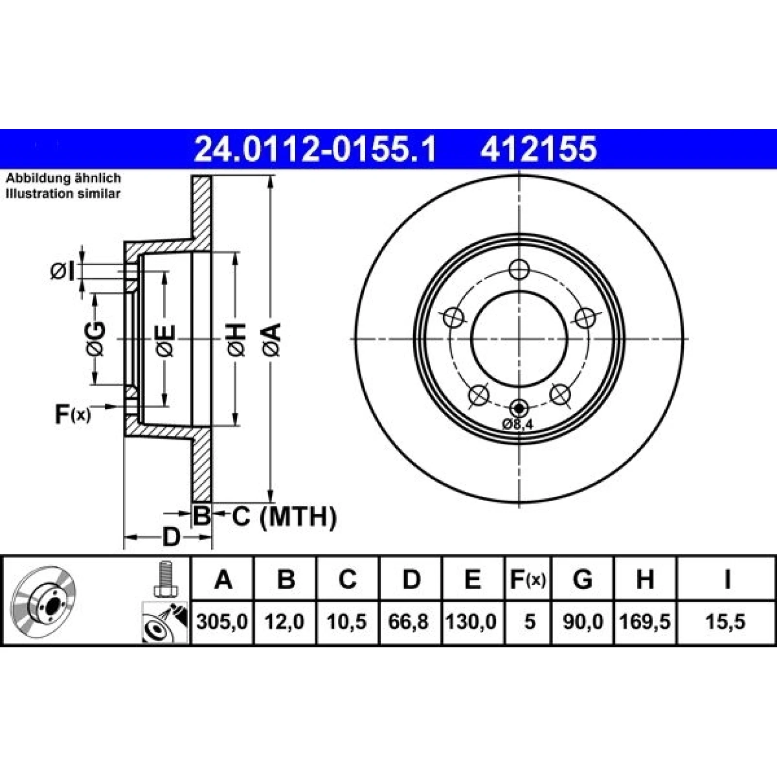Bremsscheibe Opel T. Movano 1.9-3.0 Dti 98 24.0112-0155.1