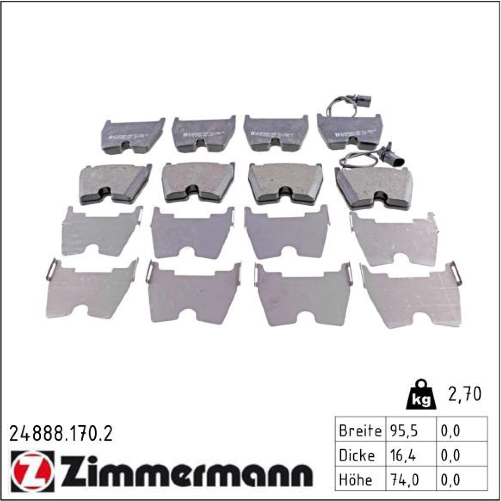 ZIMMERMANN Bremsbeläge 24888.170.2