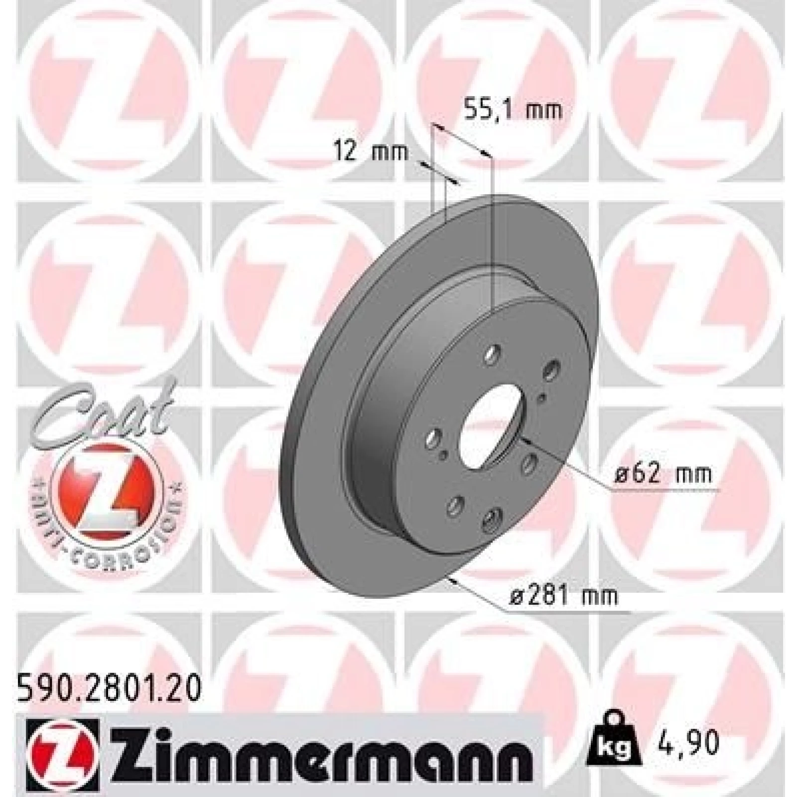 590.2801.20 Zimmermann Bremsscheibe 590.2801.20