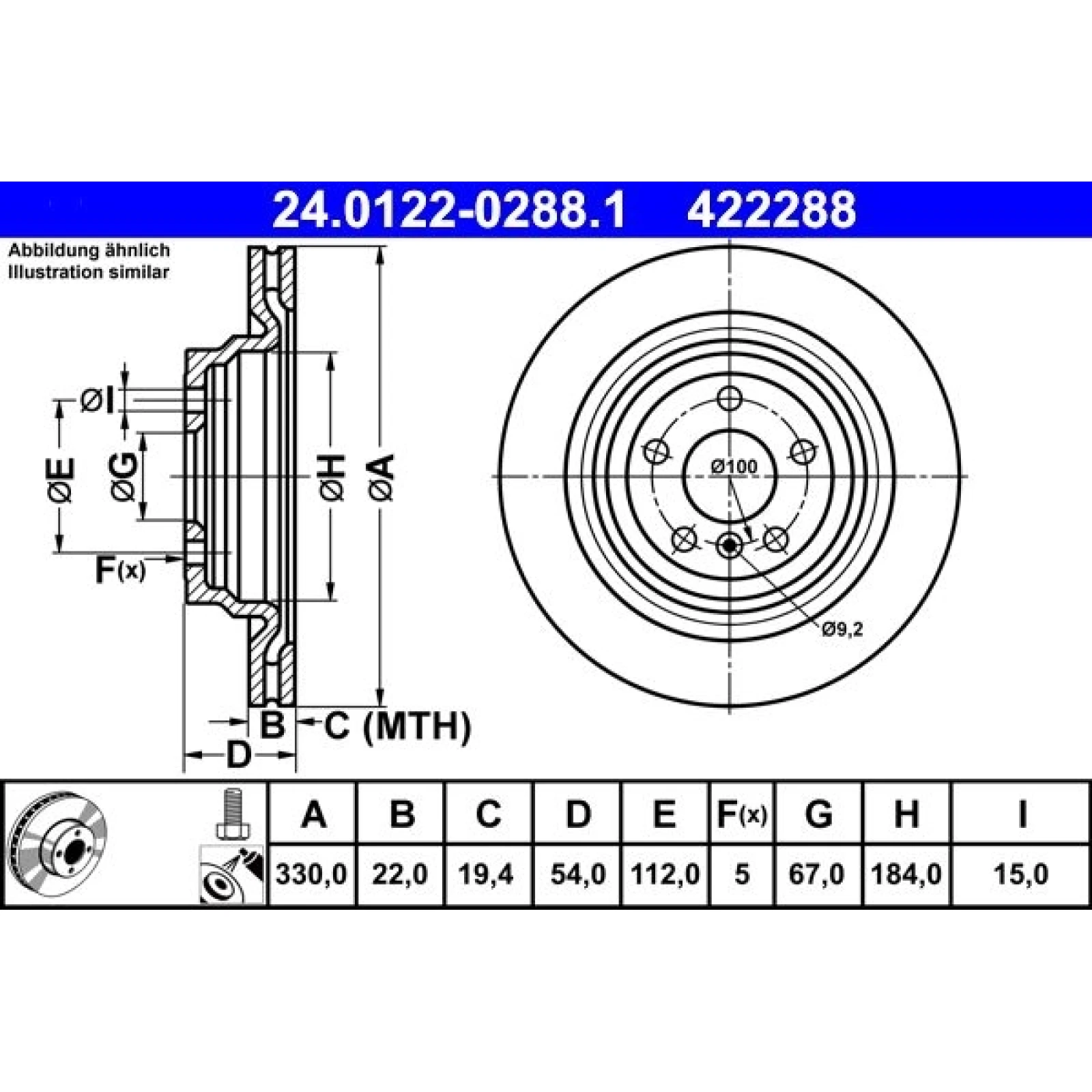 Bremsscheibe Db T. W166/C292 15 24.0122-0288.1