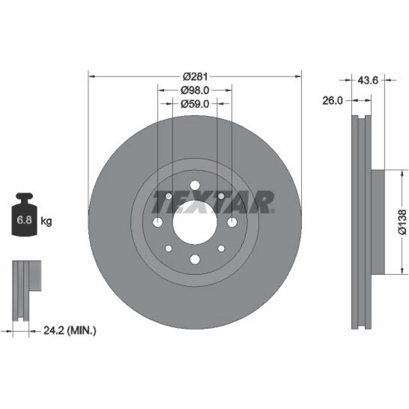 Bremsscheibe Fiat P. Stilo/Bravo 1.9/2.4 92107703