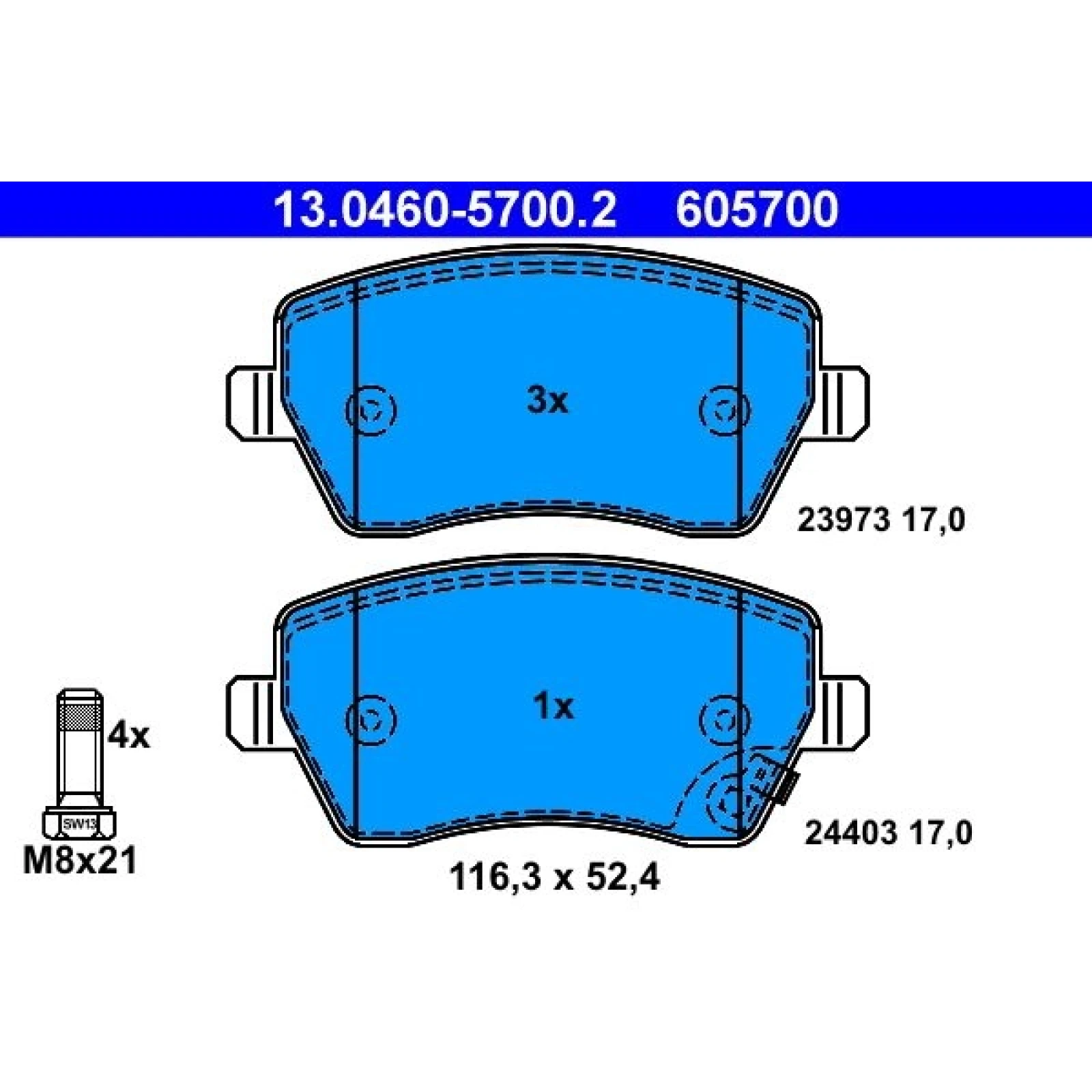 Bremsbelagsatz Suzuki P. Splash/Swift 1.0-1.6 05 13.0460-5700.2