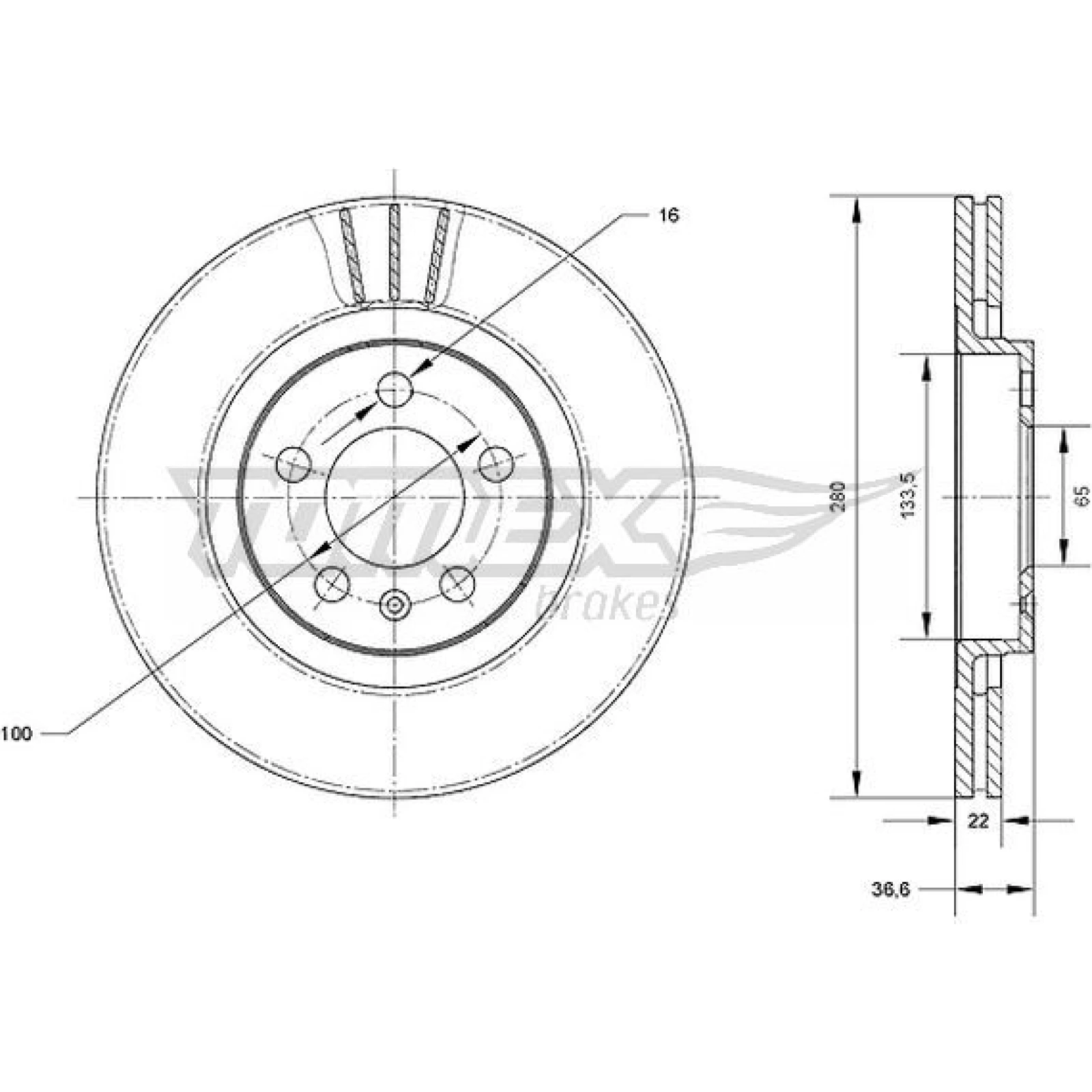 TOMEX brakes Bremsscheibe TX 70-09
