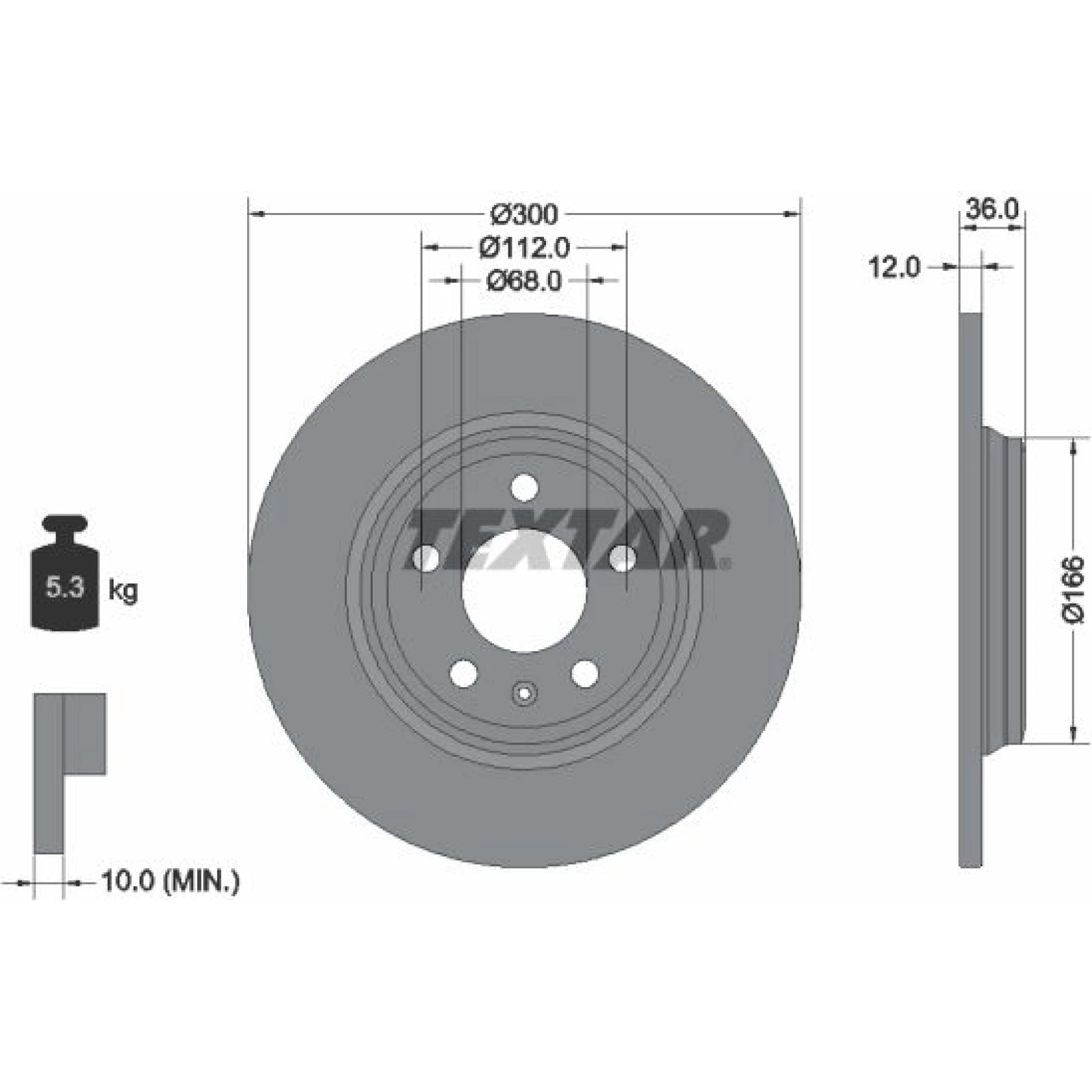 Textar Bremsscheibe Audi T. A4 2.0-3.0 Tdi/Tfsi 15 92282803