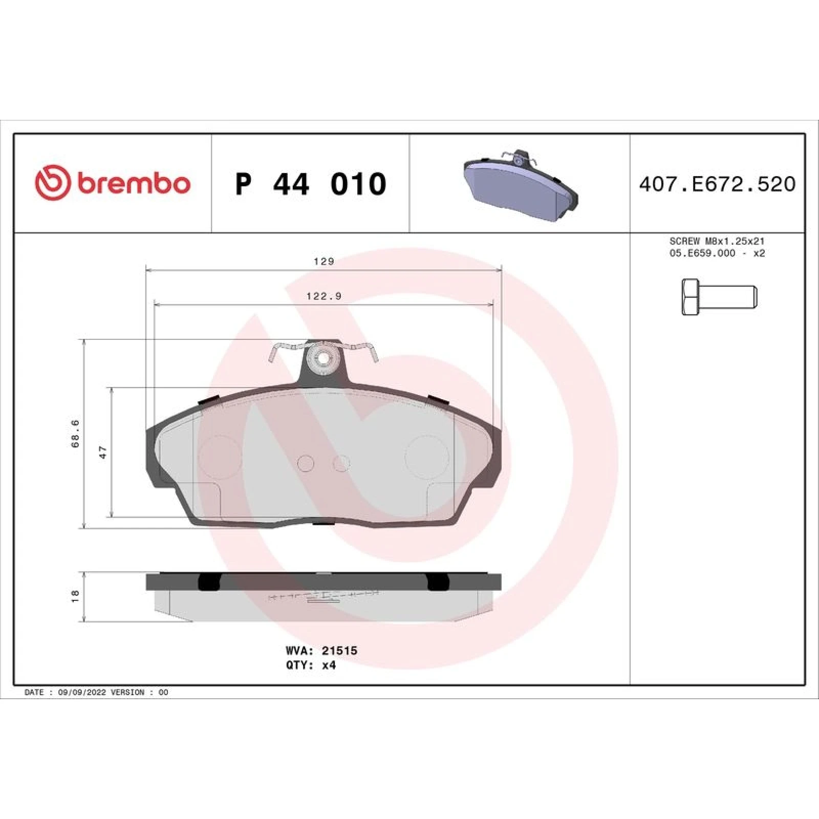 BREMBO Bremsklötze VA P 44 010
