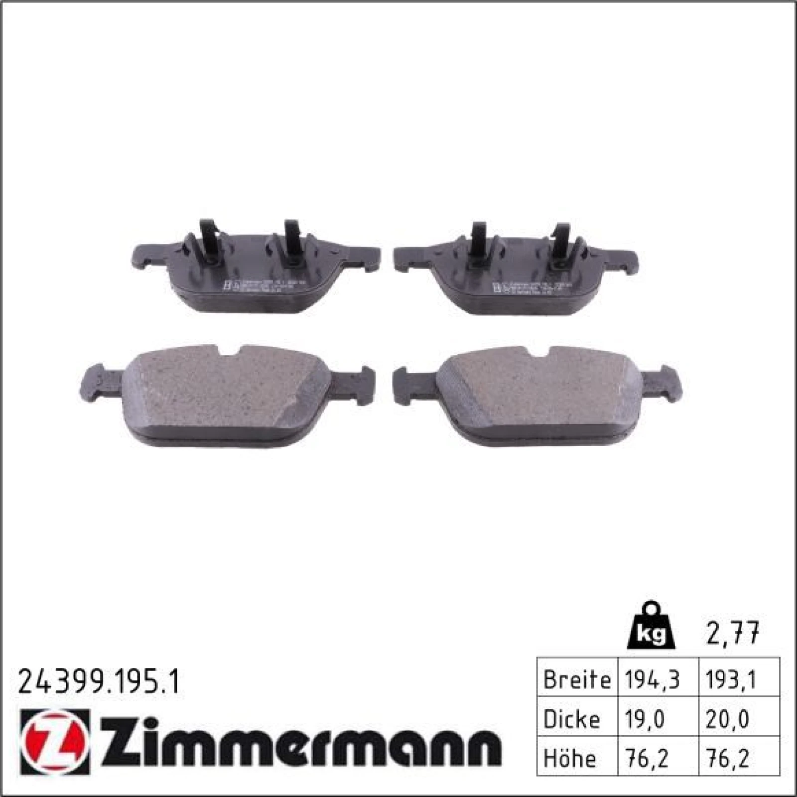 ZIMMERMANN Bremsbeläge 24399.195.1