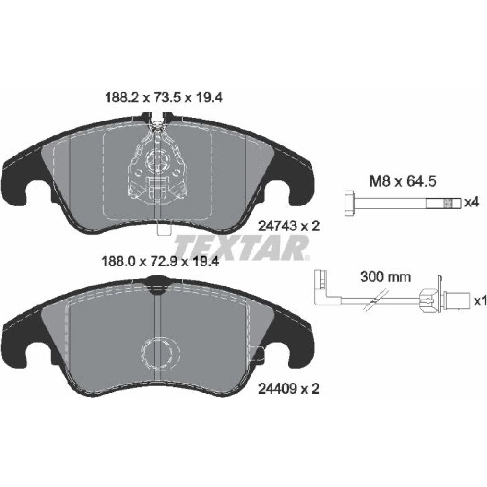 Bremsbelagsatz Vw S. A4/A5 07-/A6 09- Scheibe 320Mm 2474301