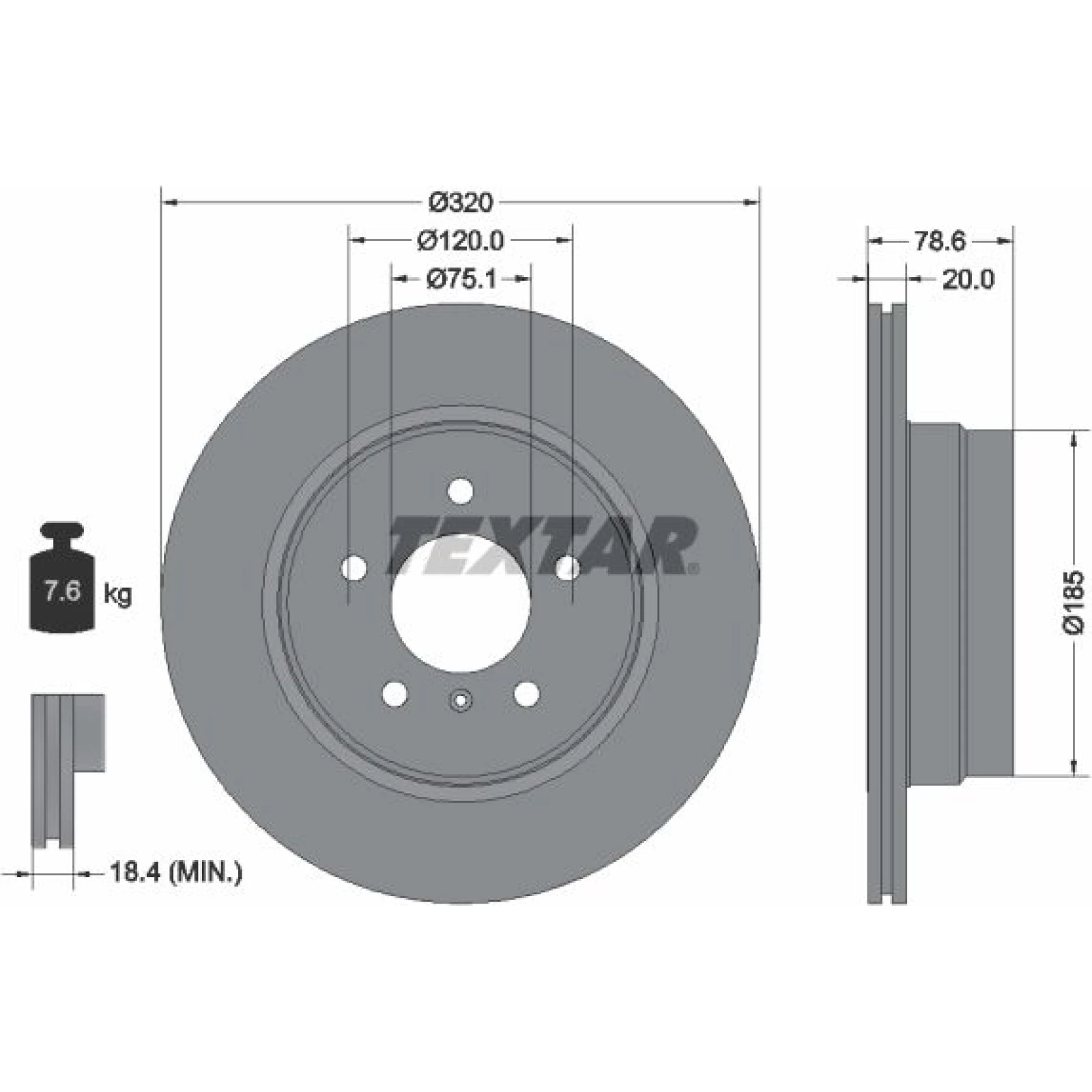 Textar Bremsscheibe 92161103 – 320 mm