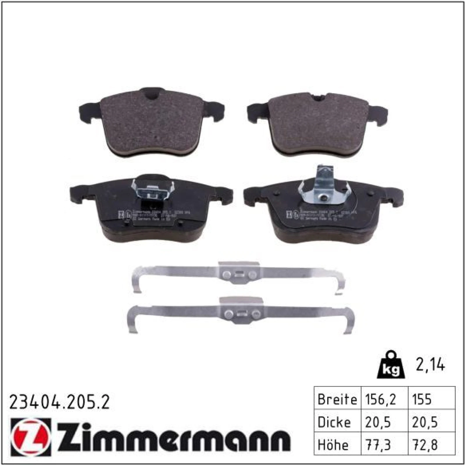 ZIMMERMANN Bremsbeläge 23404.205.2