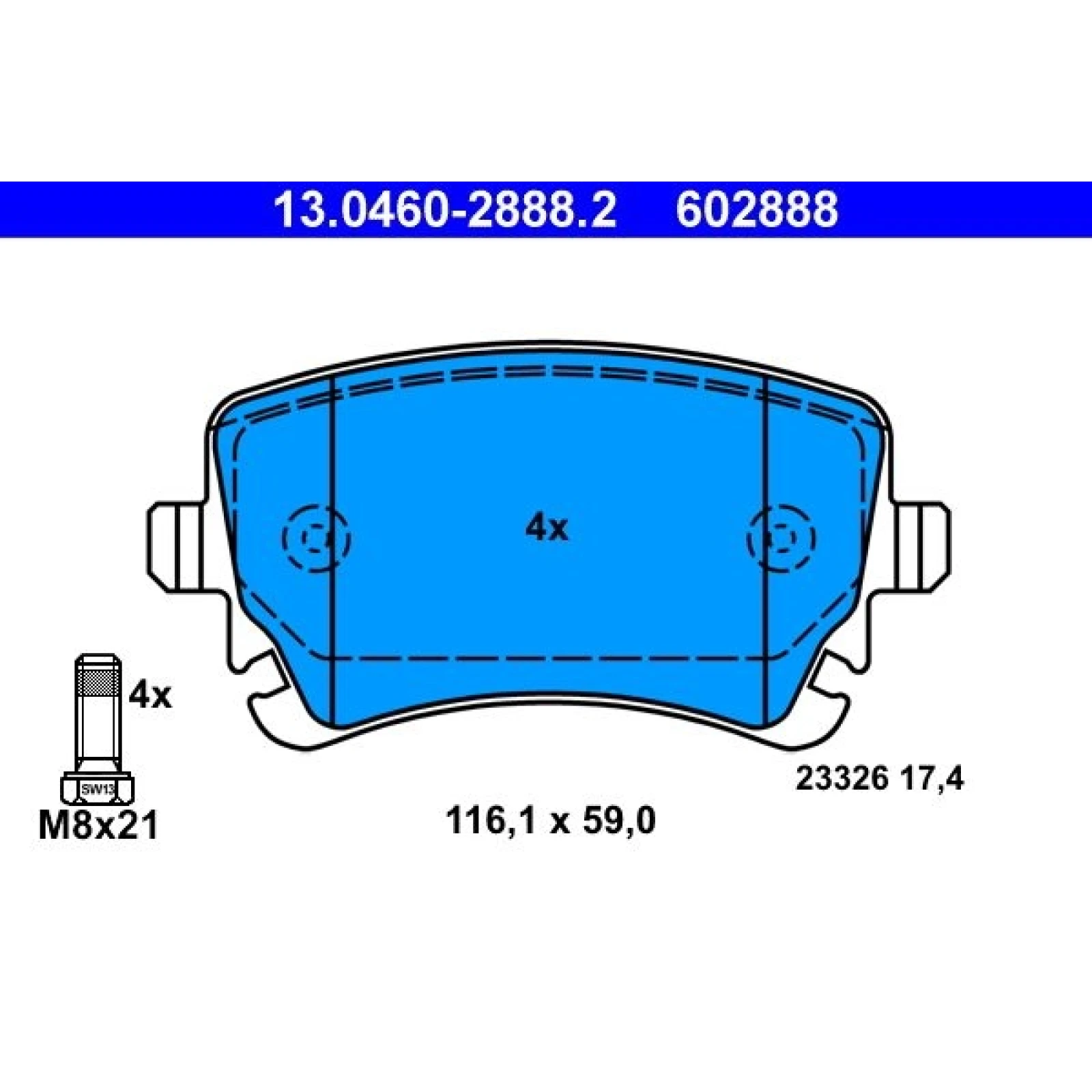 Bremsbelagsatz Audi T. A4/A6 03-11 13.0460-2888.2