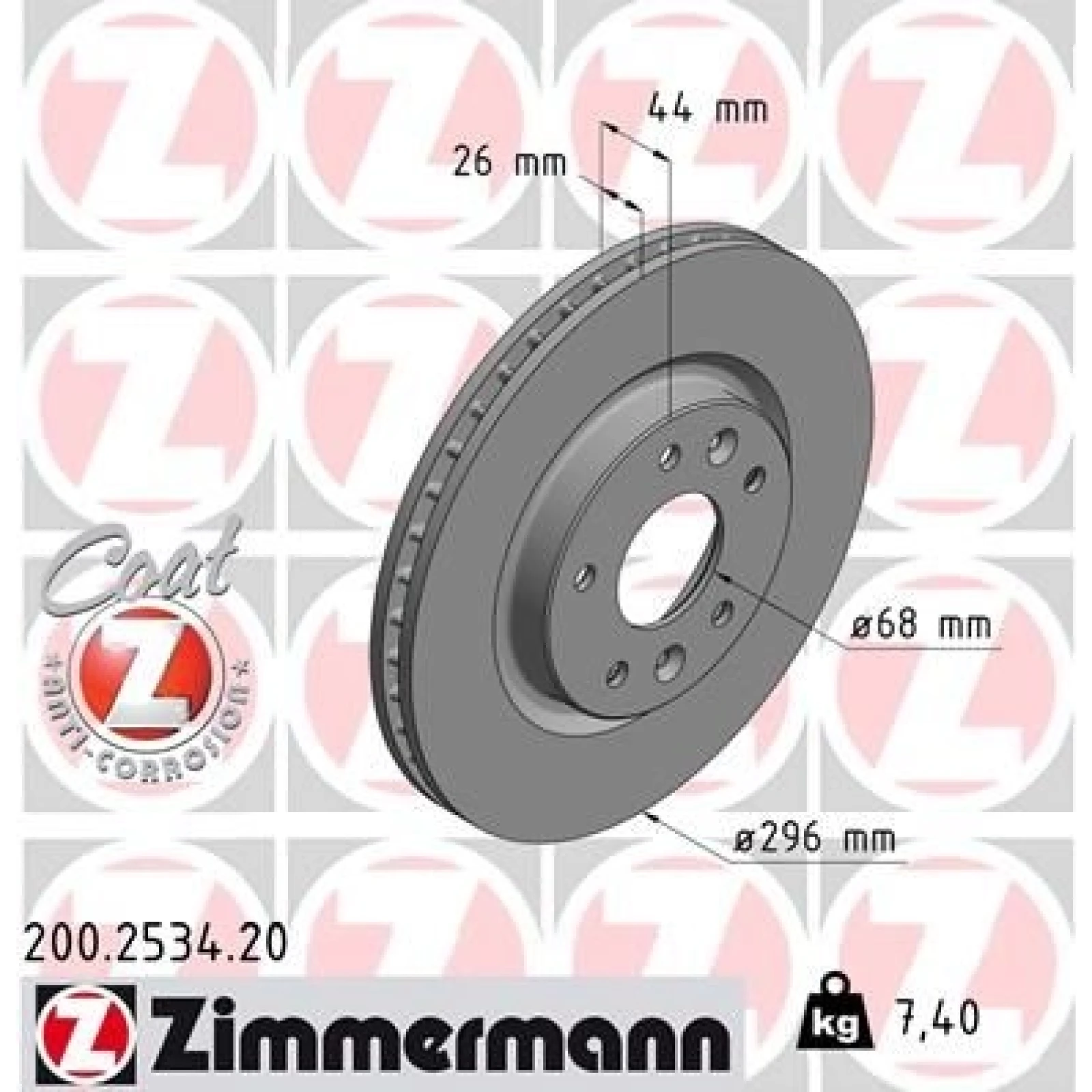 200.2534.20 Zimmermann Bremsscheibe 200.2534.20