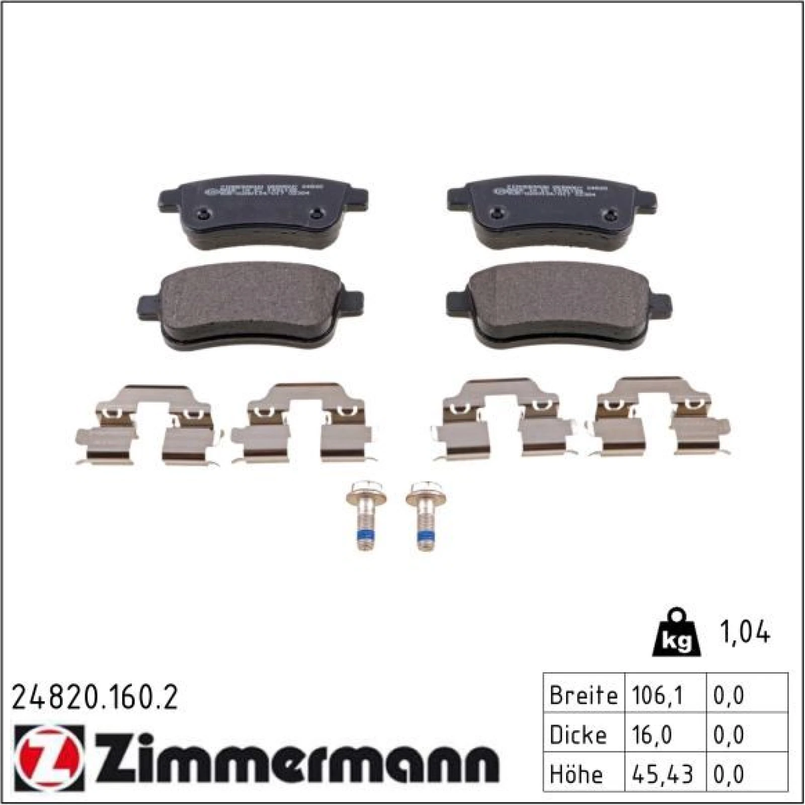 ZIMMERMANN Bremsbeläge 24820.160.2