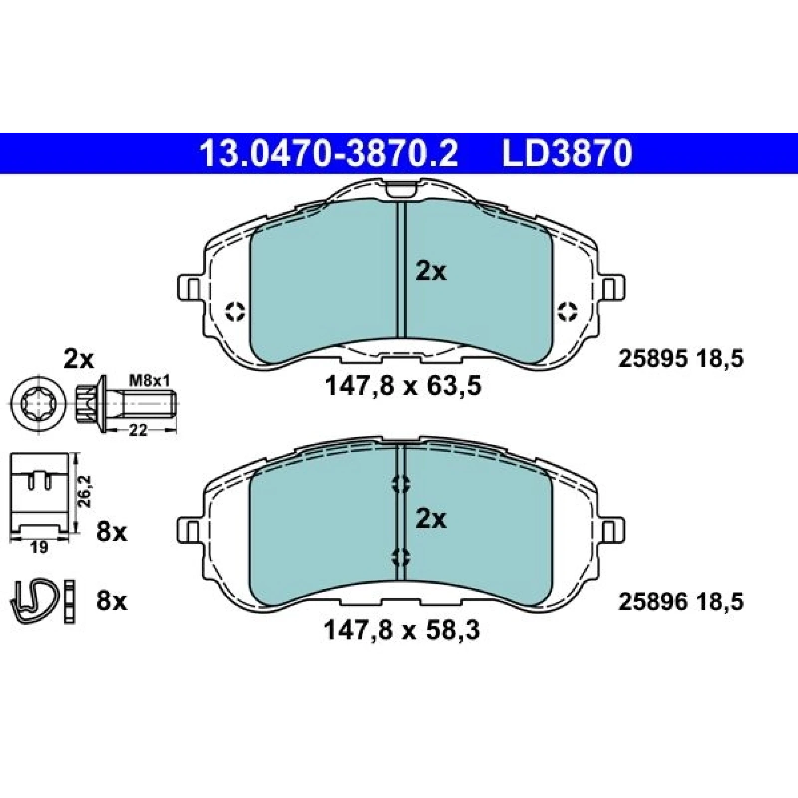 ATE Bremsbelagsatz Peugeot S. 308 13- Keramik 13.0470-3870.2