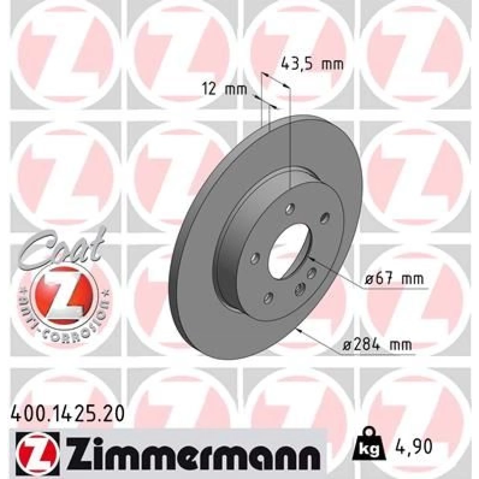 ZIMMERMANN Bremsscheibe 400.1425.20