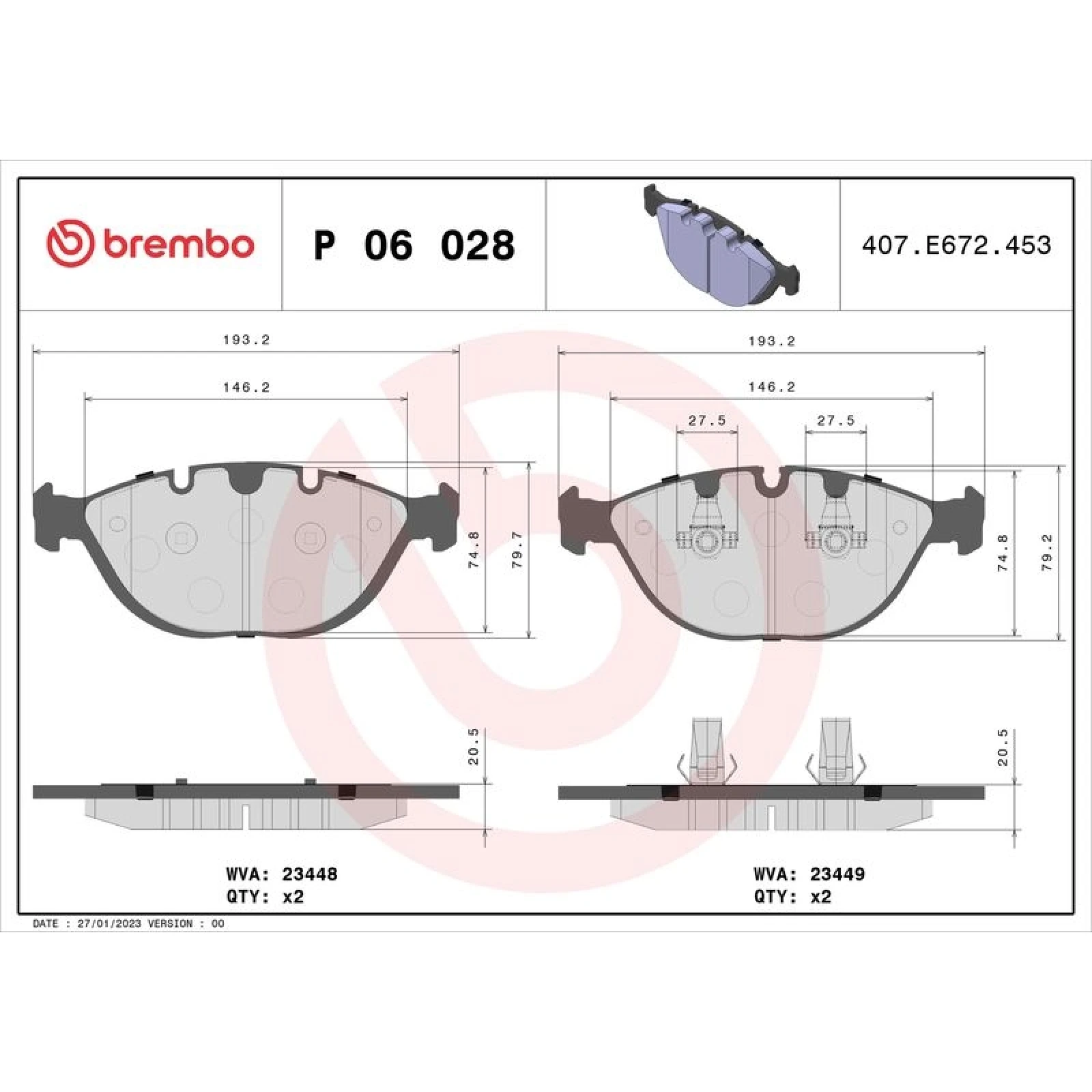 BREMBO Bremsklötze VA P 06 028