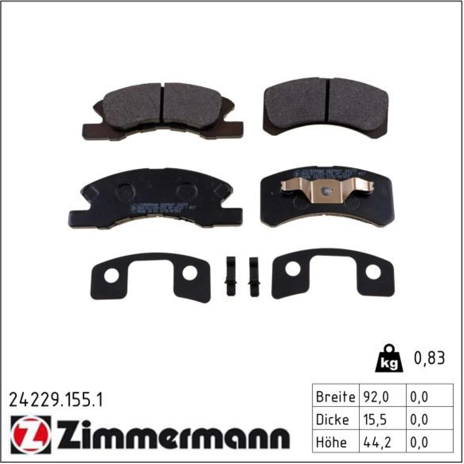 ZIMMERMANN Bremsbeläge 24229.155.1