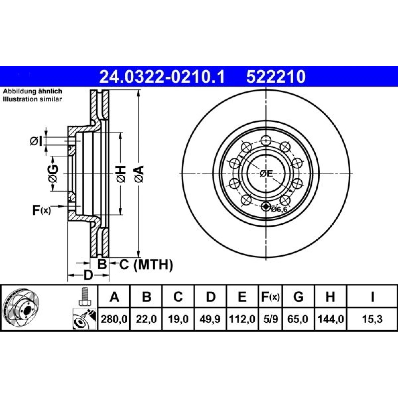 Bremsscheibe Vw P. Caddy/Golf/Jetta 04- Power Disc 24.0322-0210.1