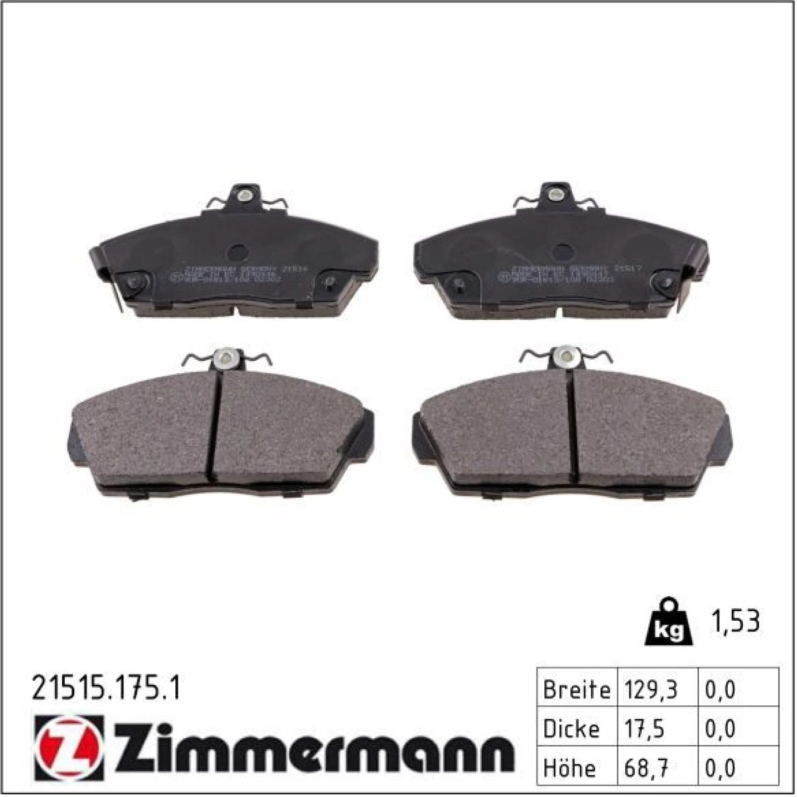 ZIMMERMANN Bremsbeläge 21515.175.1