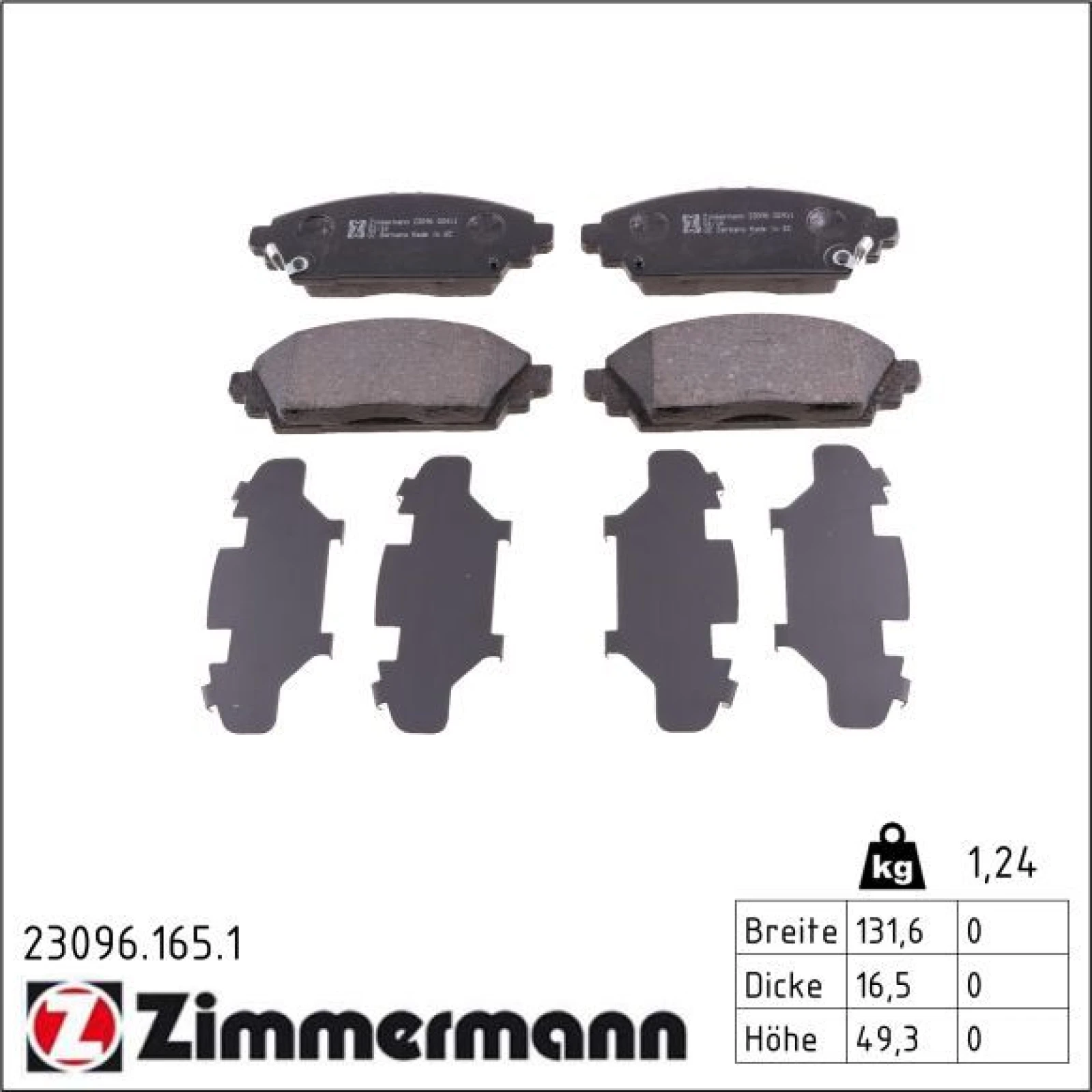 ZIMMERMANN Bremsbeläge 23096.165.1