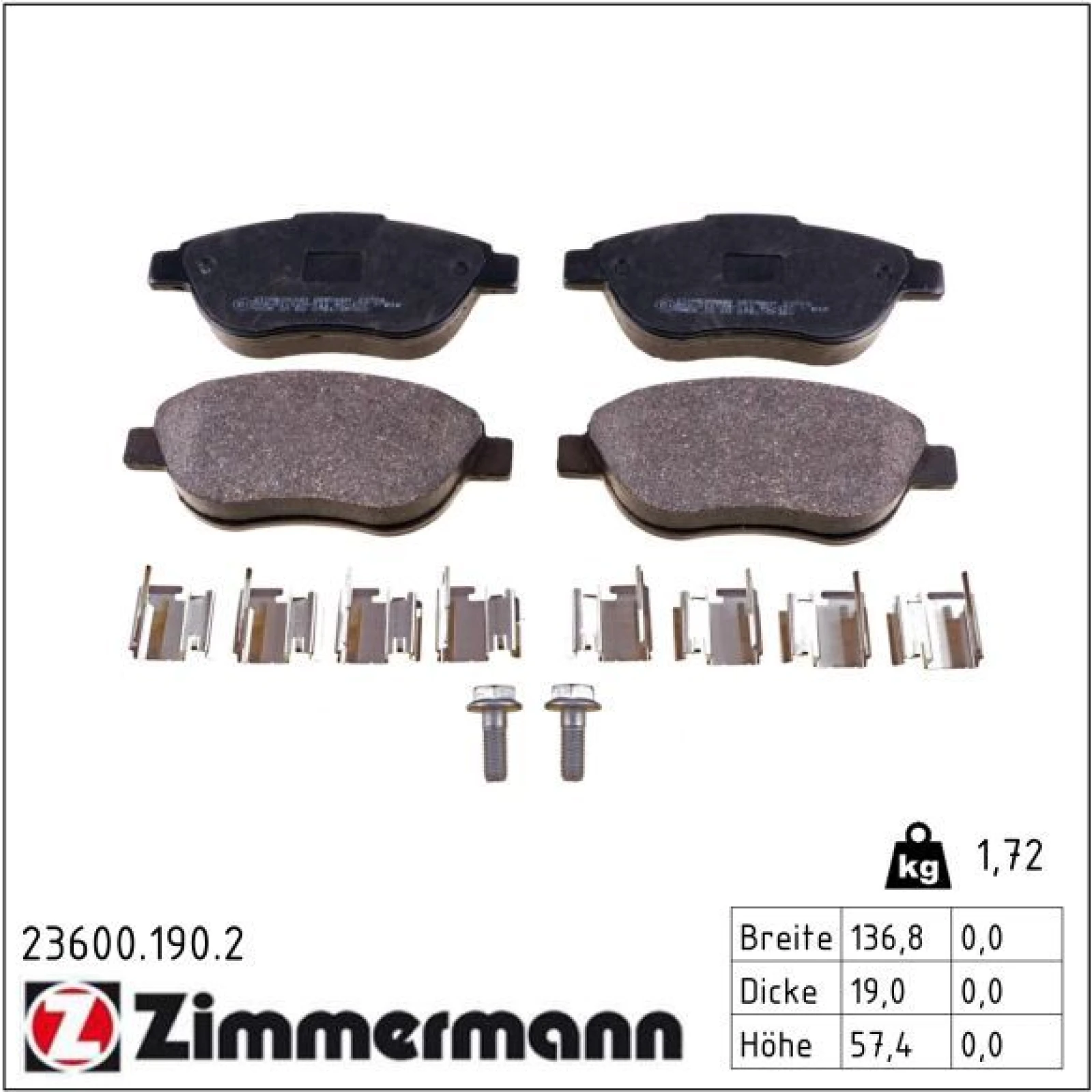 ZIMMERMANN Bremsbeläge 23600.190.2