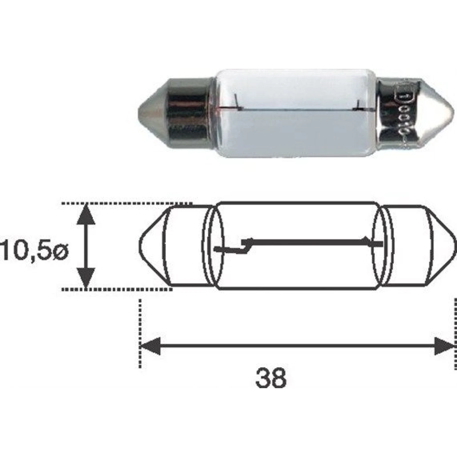 Rohr Glühlampe 12V/10W 11X35Mm 10Stk 009461100000
