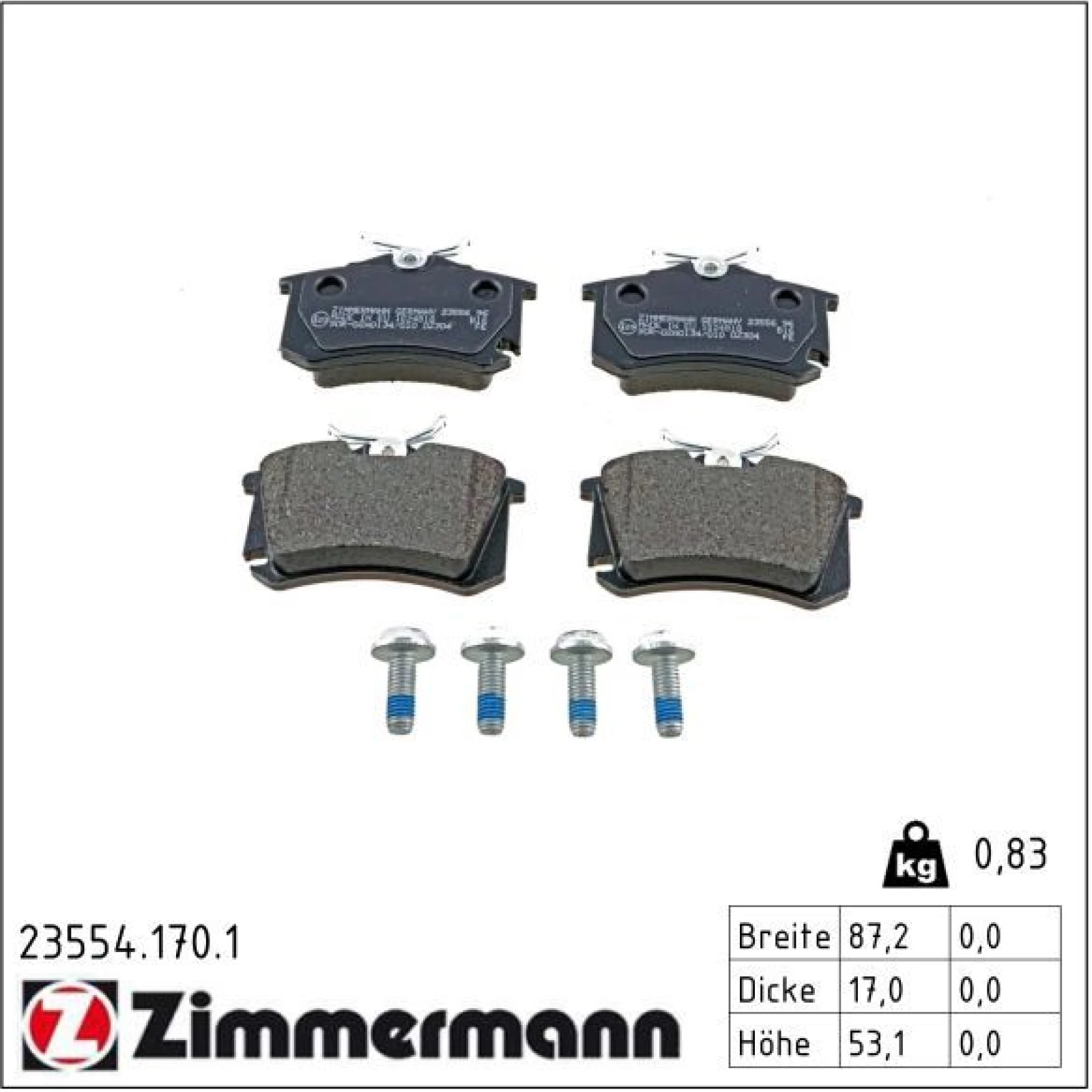 ZIMMERMANN Bremsbeläge 23554.170.1