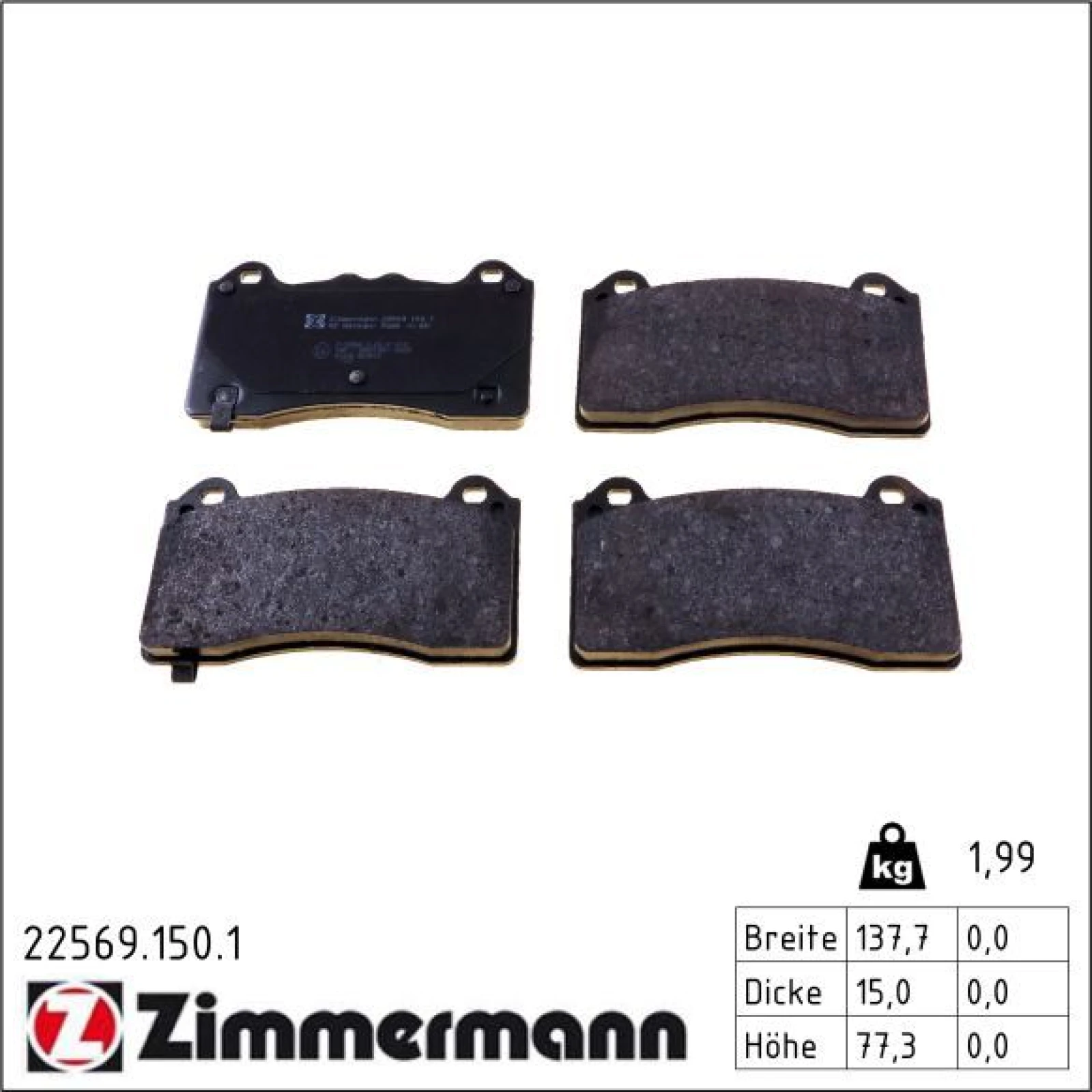 ZIMMERMANN Bremsbelagsatz, Scheibenbremse 22569.150.1