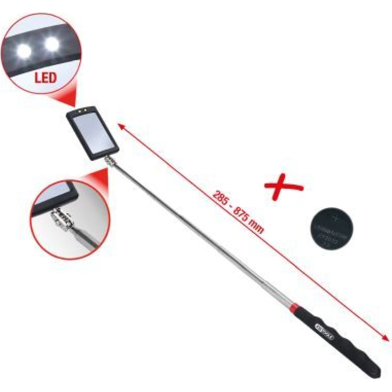 KS TOOLS Flexibler Inspektionsspiegel mit Beleuchtung 550.1136