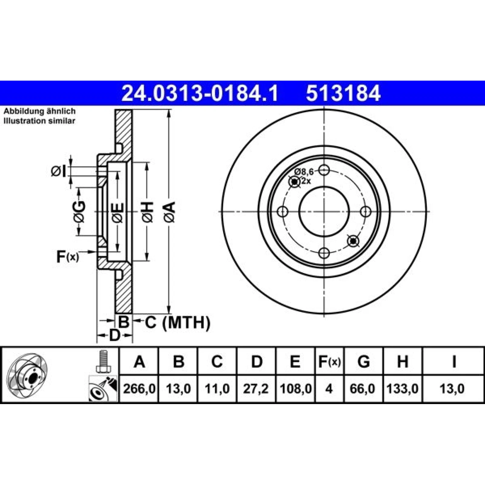 Bremsscheibe Citroen P. Berlingo/C2/C3/C4 96- Power Disc 24.0313-0184.1