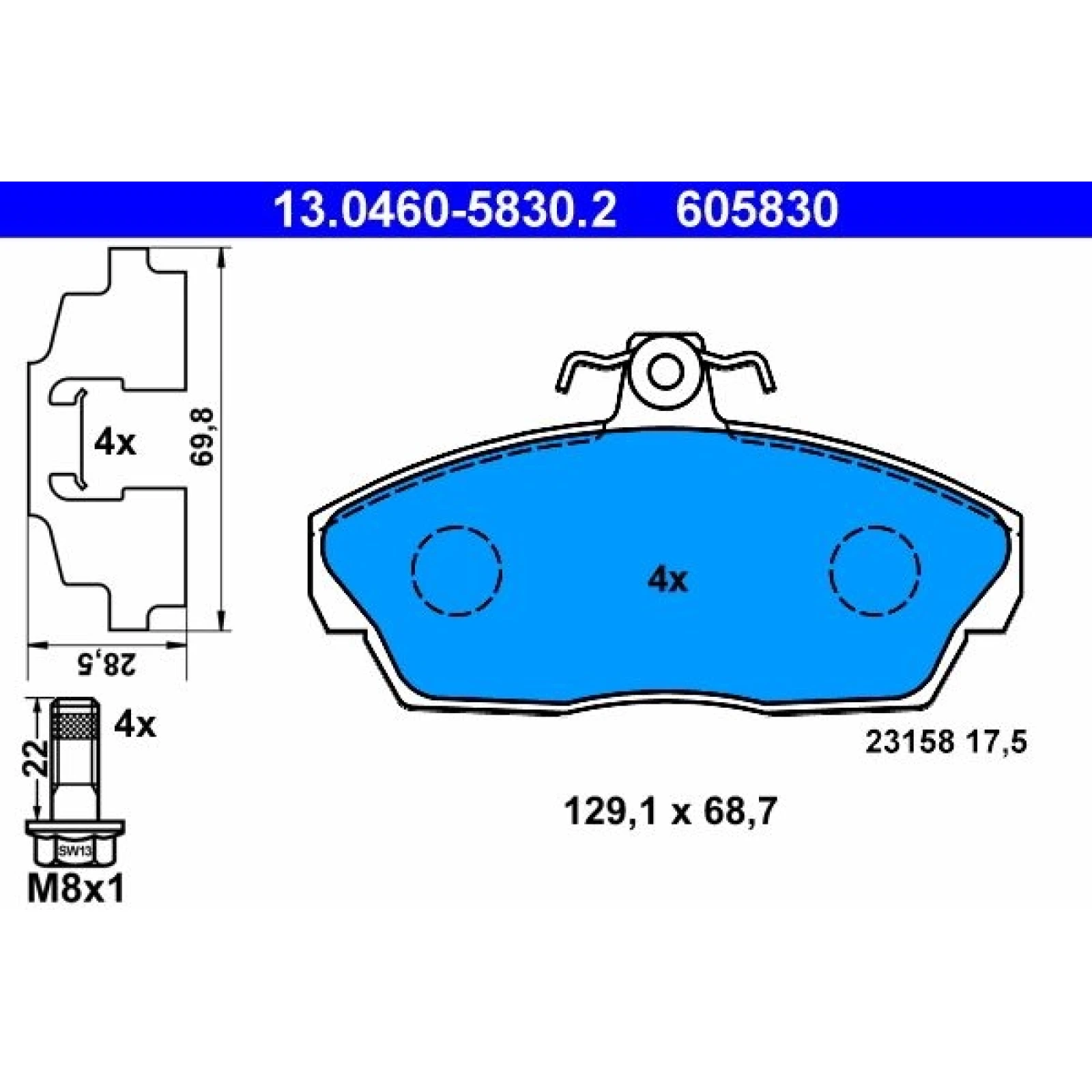Bremsbelagsatz Land Rover P. Freelander 1,8-2,5 V6 4X4 98-06 13.0460-5830.2