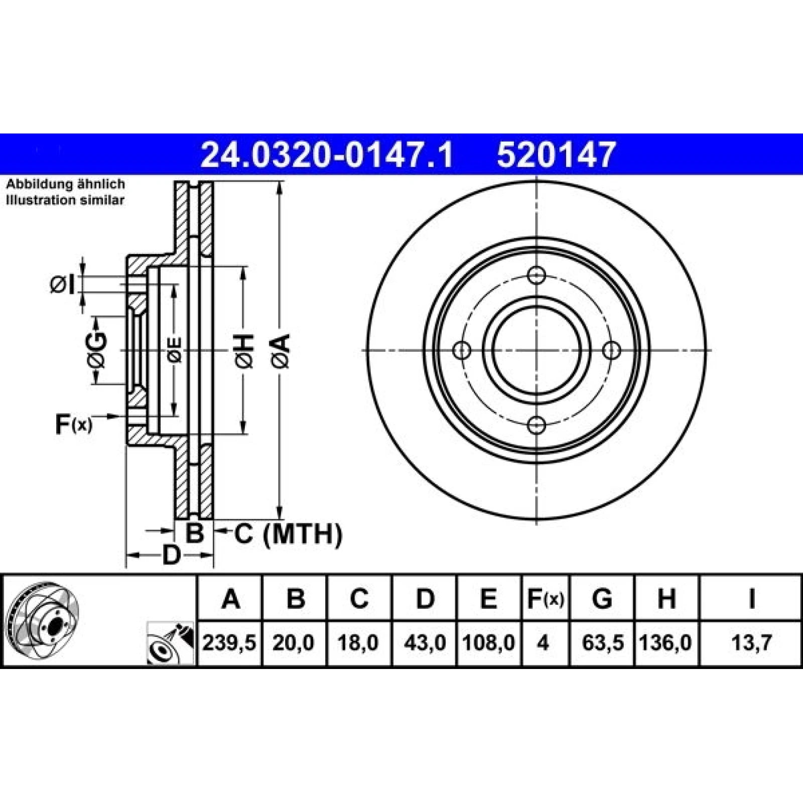 Bremsscheibe Ford P. Escort/Fiesta/Ka 1.0-1.8 90-08 Power Disc 24.0320-0147.1