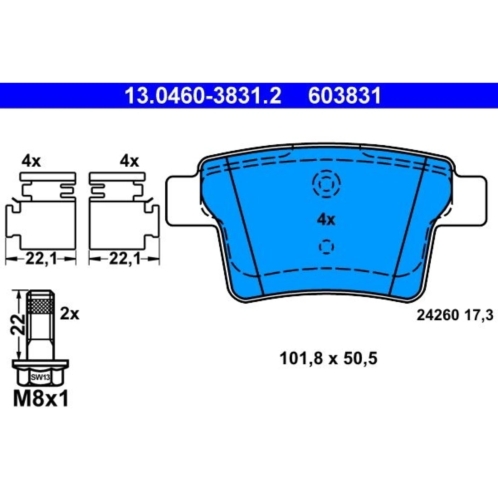Bremsbelagsatz Ford T. Mondeo 1,8-3,0 00-07 13.0460-3831.2
