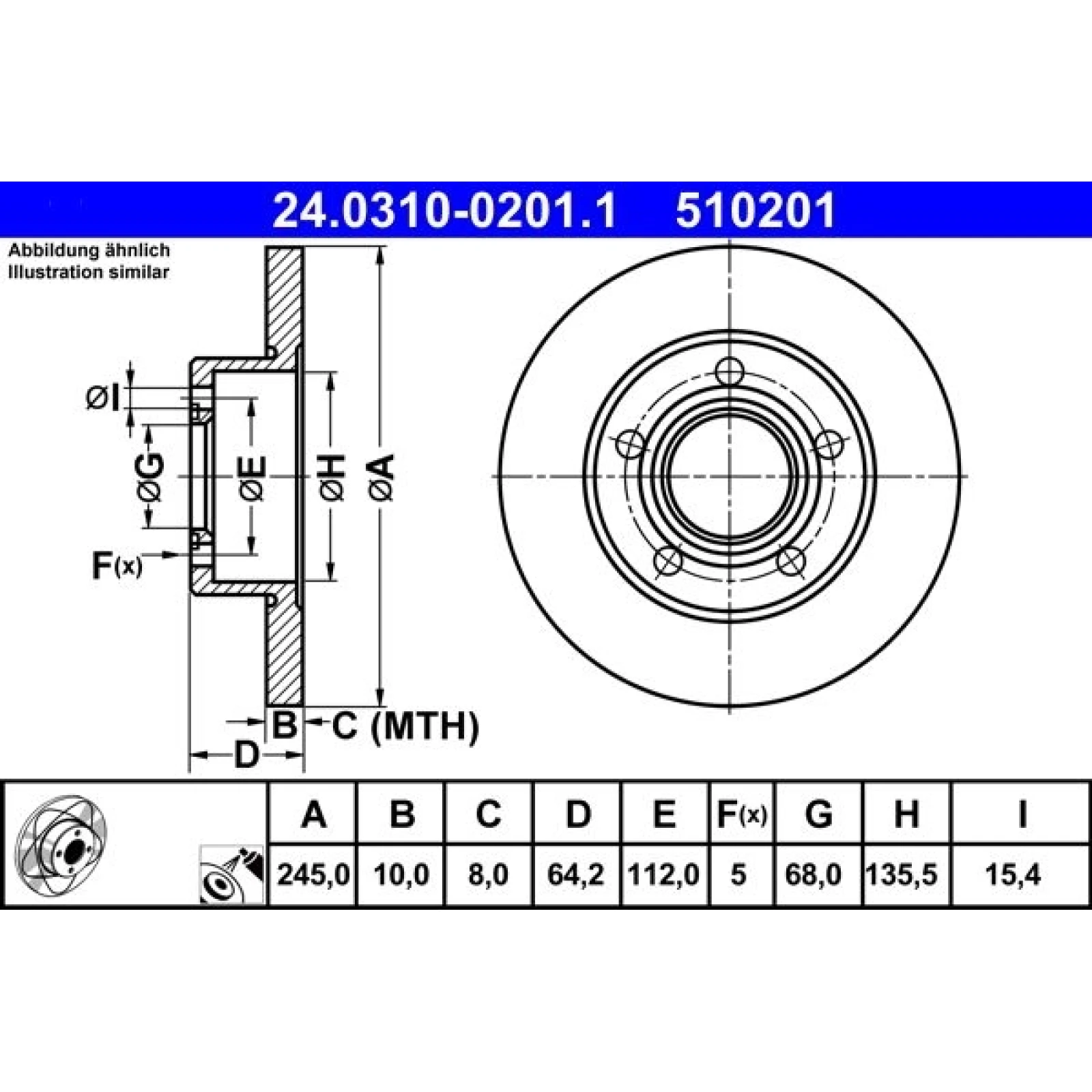 Bremsscheibe Vw T. Passat 96-05 Power Disc 24.0310-0201.1