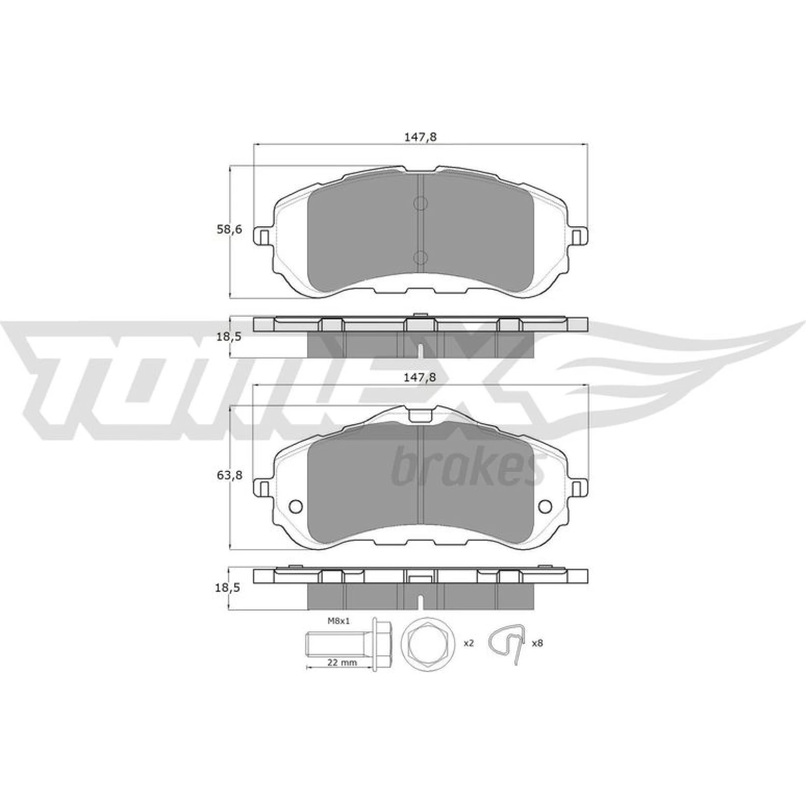 TOMEX brakes Bremsbelagsatz, Scheibenbremse TX 18-38