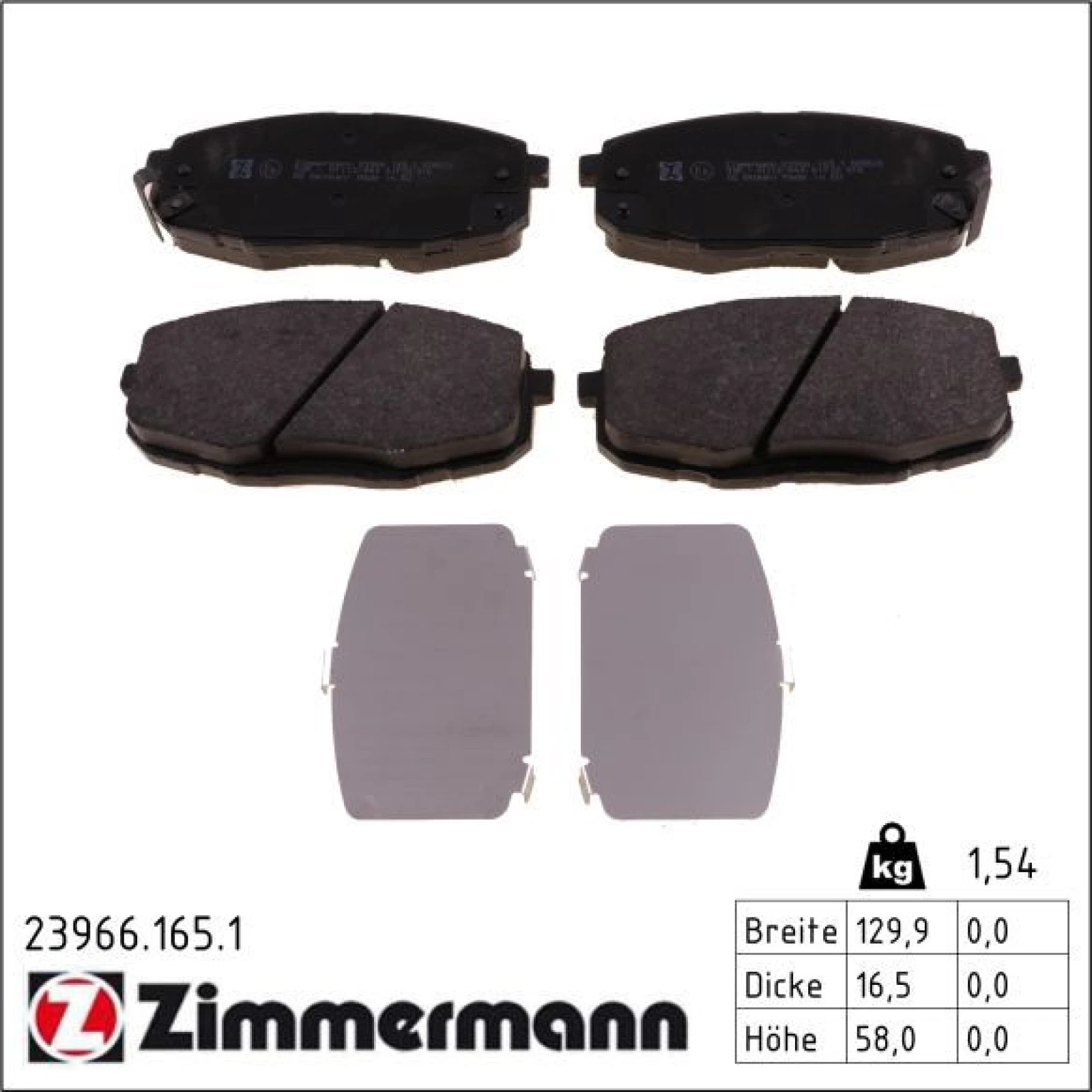 ZIMMERMANN Bremsbeläge 23966.165.1