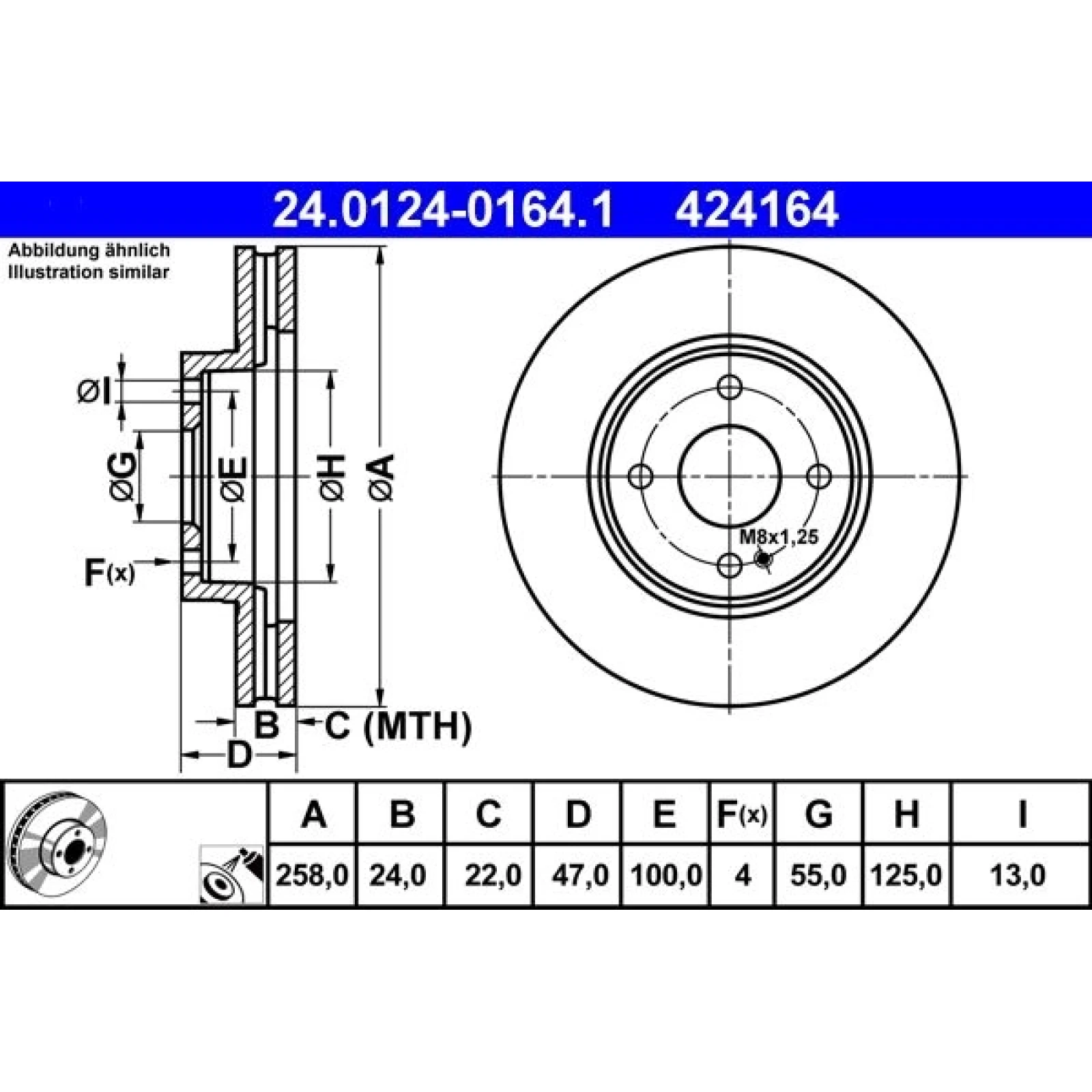ATE Bremsscheibe 24.0124-0164.1