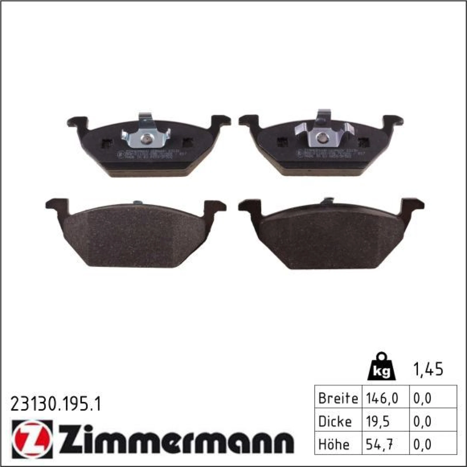 ZIMMERMANN Bremsbeläge 23130.195.1